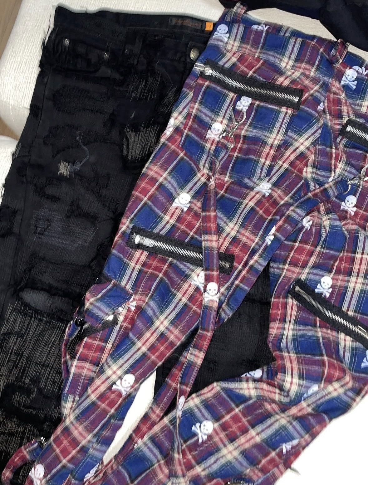 Other Wrstwrstwrst Skull Plaid Bondage Denim Size US 32 / EU 48 - 1 Thumbnail