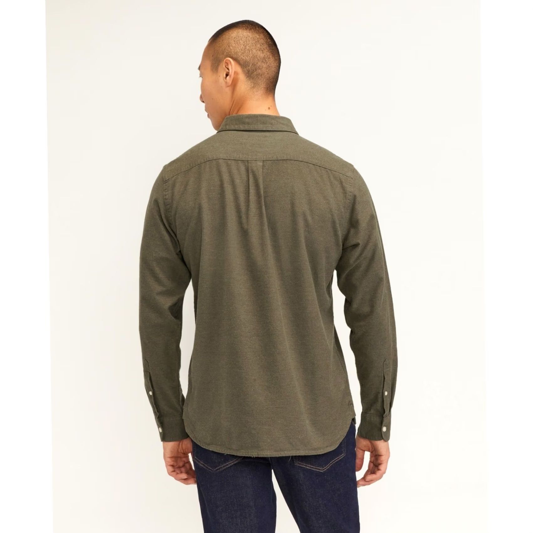 Everlane Everlane Men’s Brushed Flannel Shirt Heathered Thyme Button Front Cotton Sz L Mens Long Sleeve Collared Solid Green Size US L / EU 52-54 / 3 - 7 Thumbnail