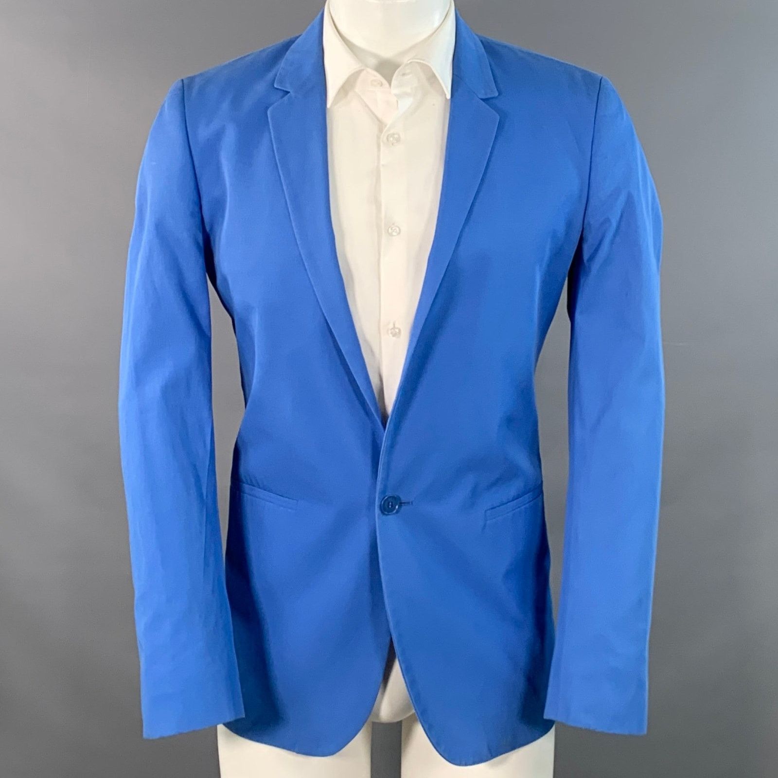 Calvin Klein Blue Cotton Twill Notch Lapel Single Button Sport Coat Size 36R - 1 Thumbnail