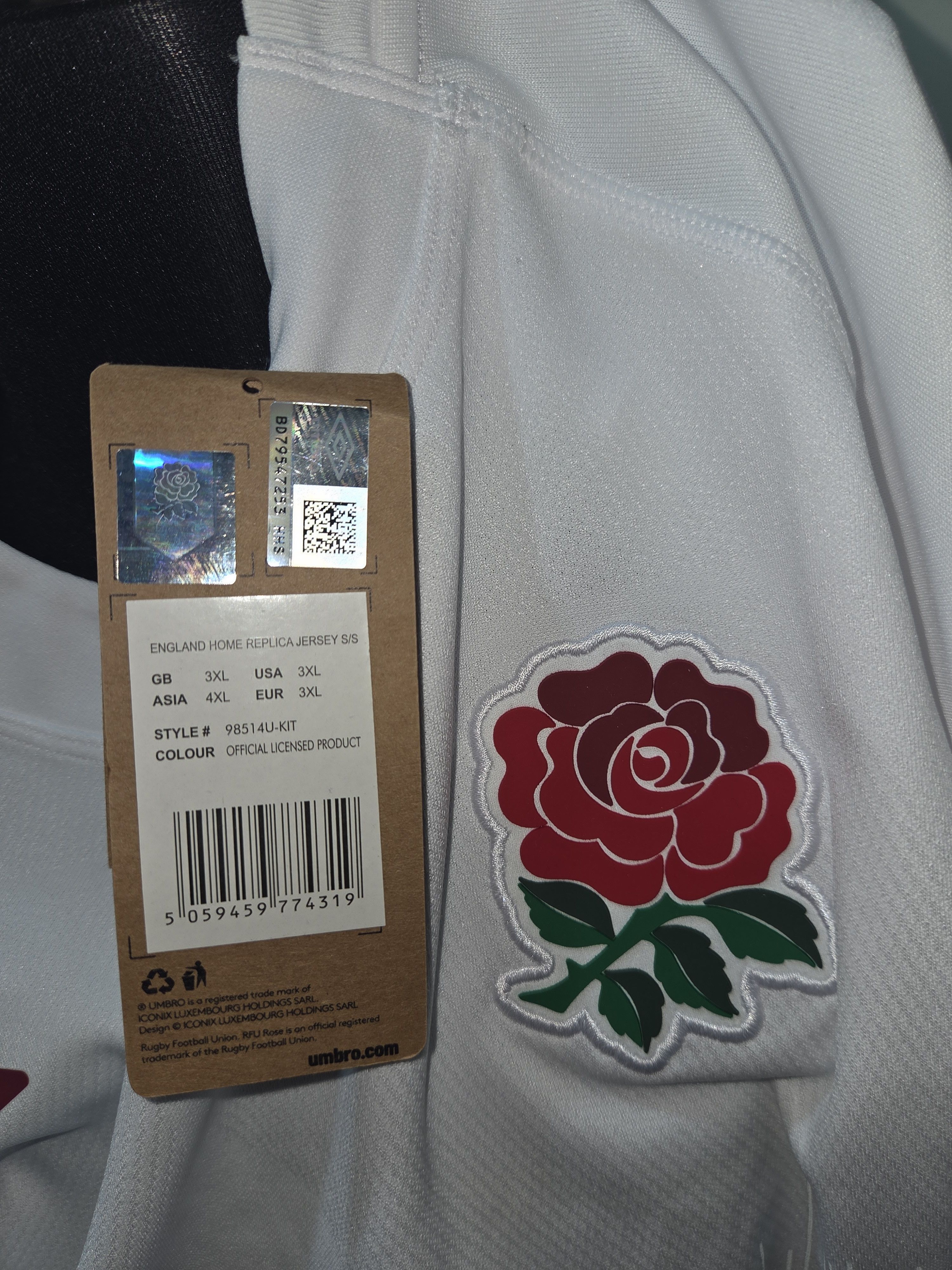 Umbro Umbro 23/24 England O2 Rugby World Cup RWC Home Jersey 3XL Size US XXL / EU 58 / 5 - 6 Thumbnail