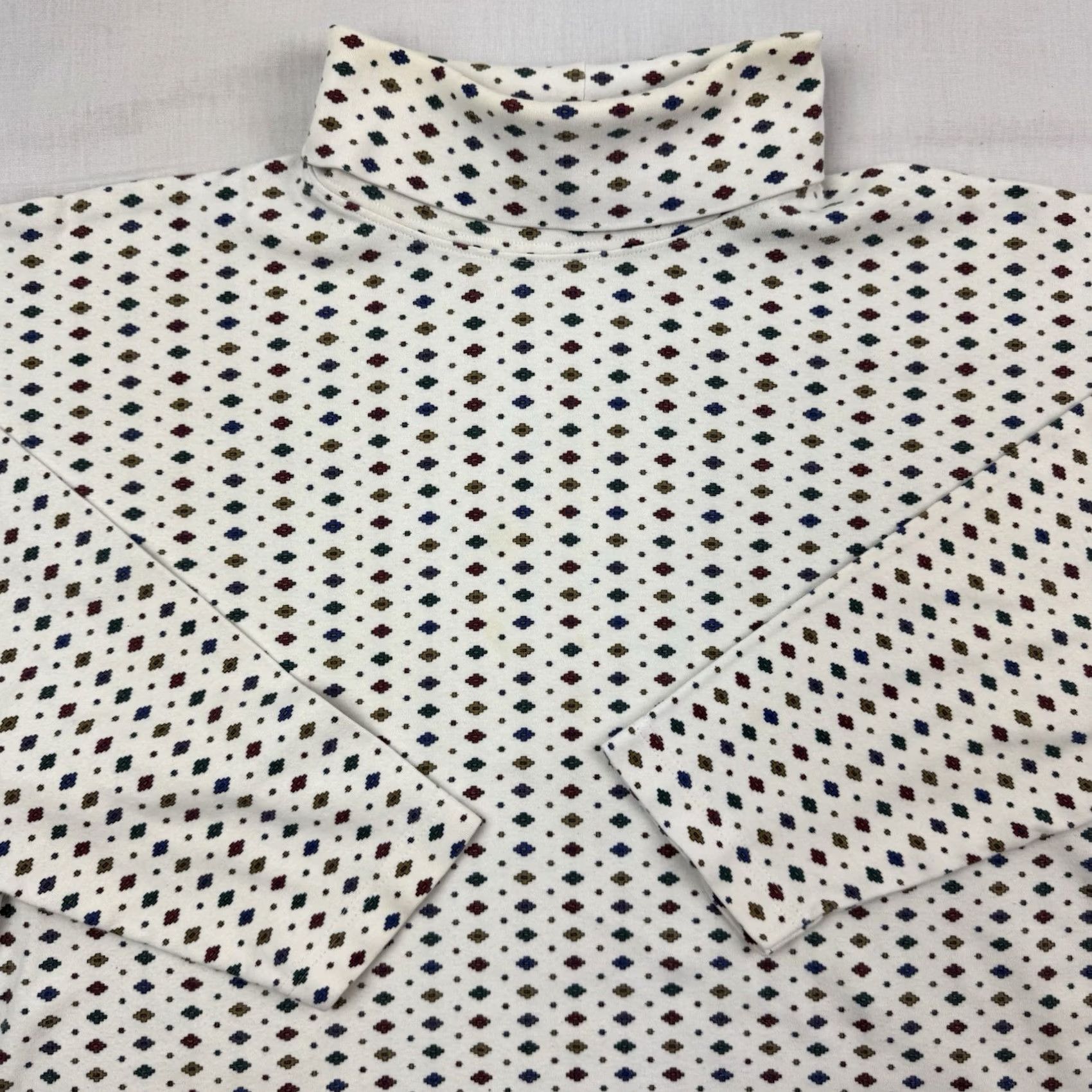 Vintage VINTAGE Woolrich Turtleneck Shirt Womens M White Geometric 90s USA Casual Hipster 80s Mens Girls Size M / US 6-8 / IT 42-44 - 2 Thumbnail