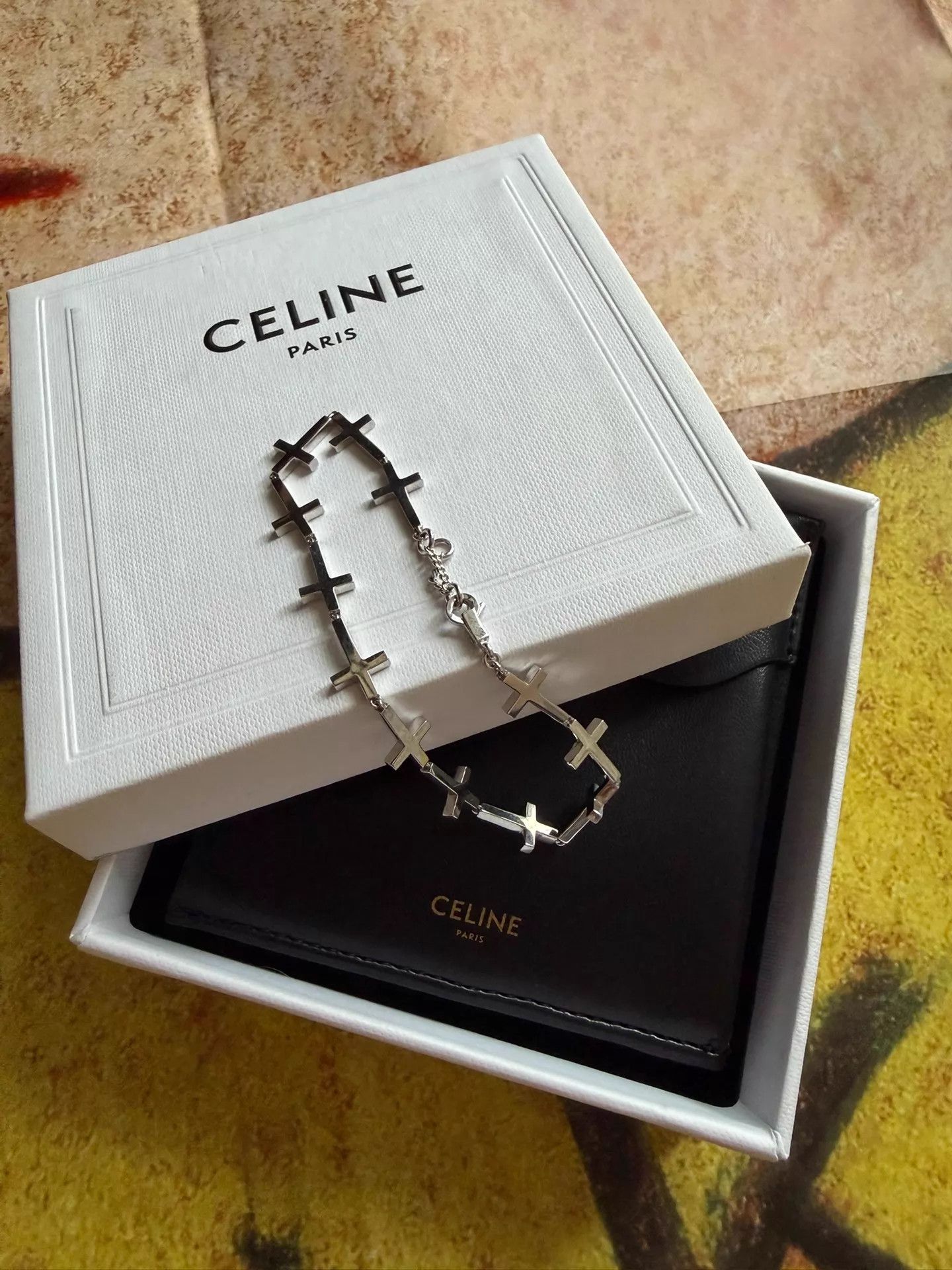 Celine CELINE By Hedi Slimane CELINE Logo Cross Bracelet Size ONE SIZE - 2 Thumbnail