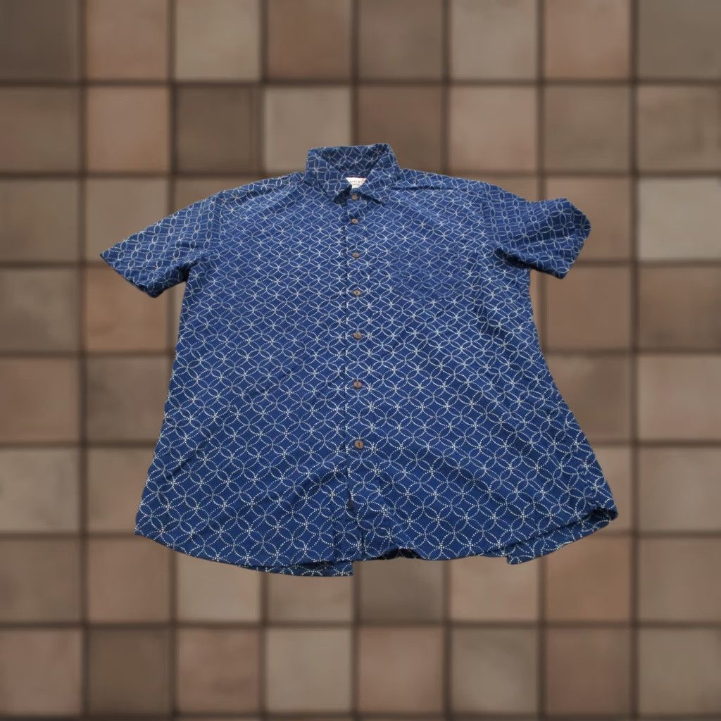 Faherty Faherty Shirt Mens M Button-Up Blue Geometric Lightweight Cotton Short Sleeve Collared Beach Vacation Outdoor Casual Mens Size US M / EU 48-50 / 2 - 1 Thumbnail