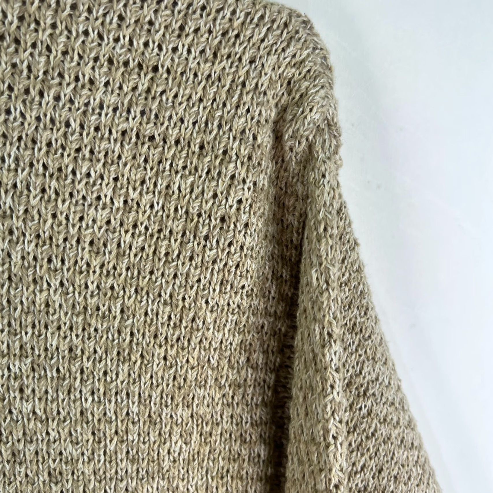 Vintage J.RIGGINS Chunky Knit Henley Sweater XL Beige Cotton Blend Casual 90s Mens Size US XL / EU 56 / 4 - 2 Thumbnail
