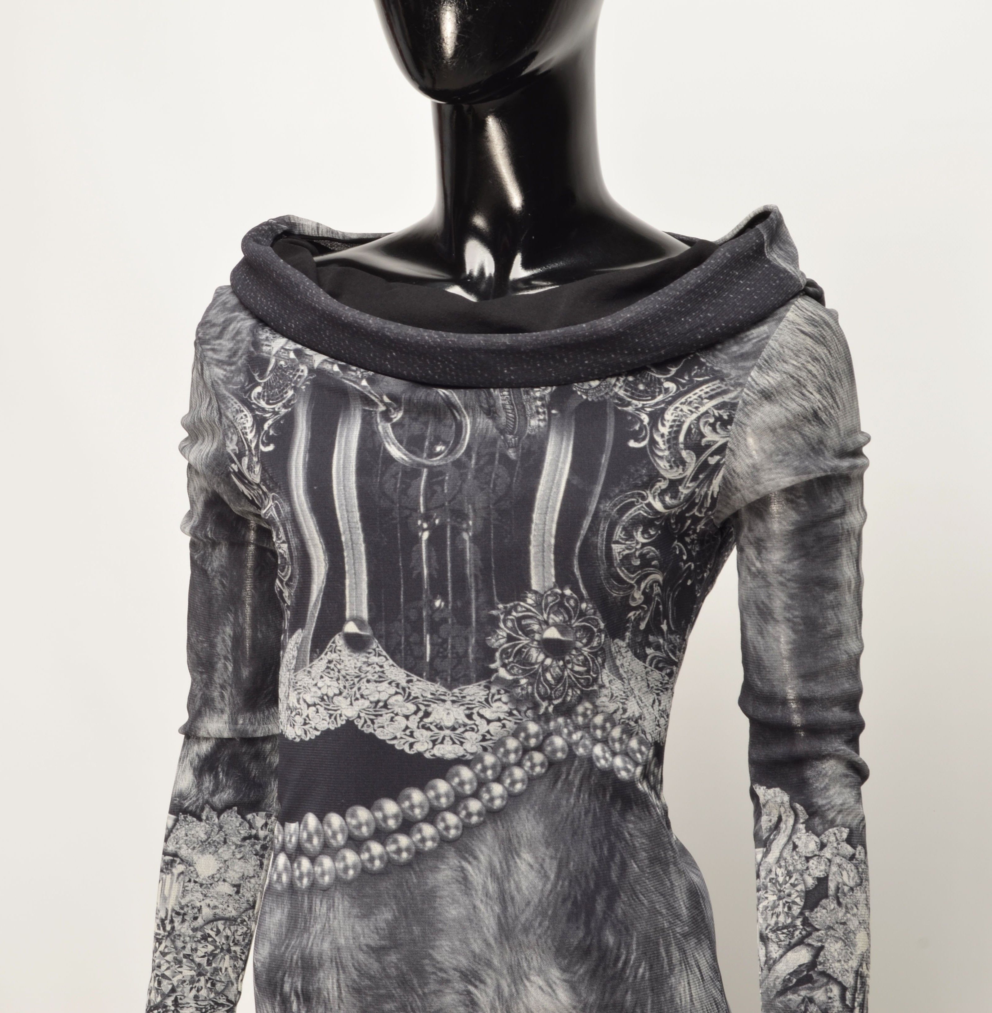 Vintage Vintage Fehu Hybris Y2K Glam Mesh Allover Print Dress Size S / US 4 / IT 40 - 2 Thumbnail