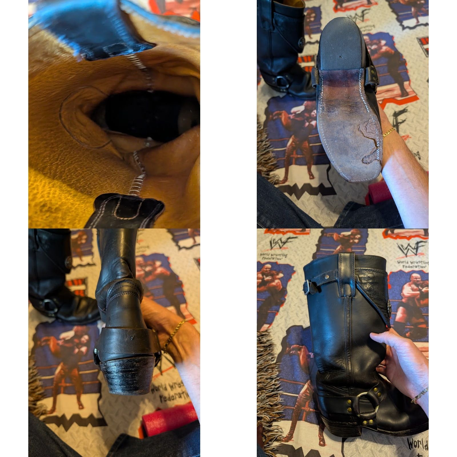 Frye VINTAGE Frye Harness Boot USA Men's Size 10M Moto Black Disressed Size US 9 / EU 42 - 10 Thumbnail