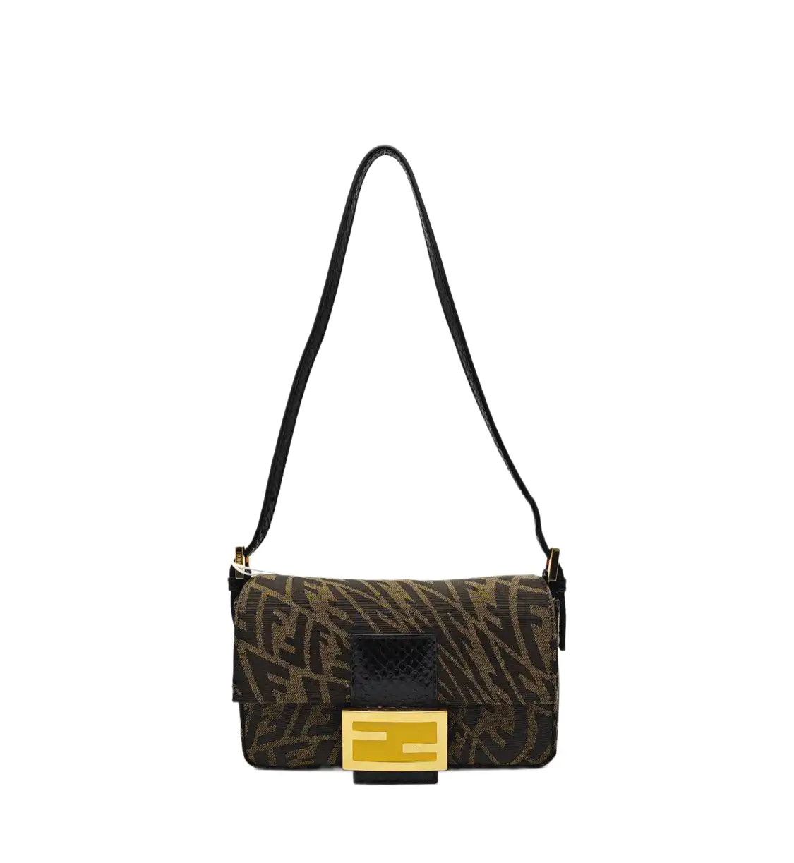 Fendi FENDI Baguette Small brown fabric shoulder bag gold hardware detachable strap Size ONE SIZE - 1 Thumbnail