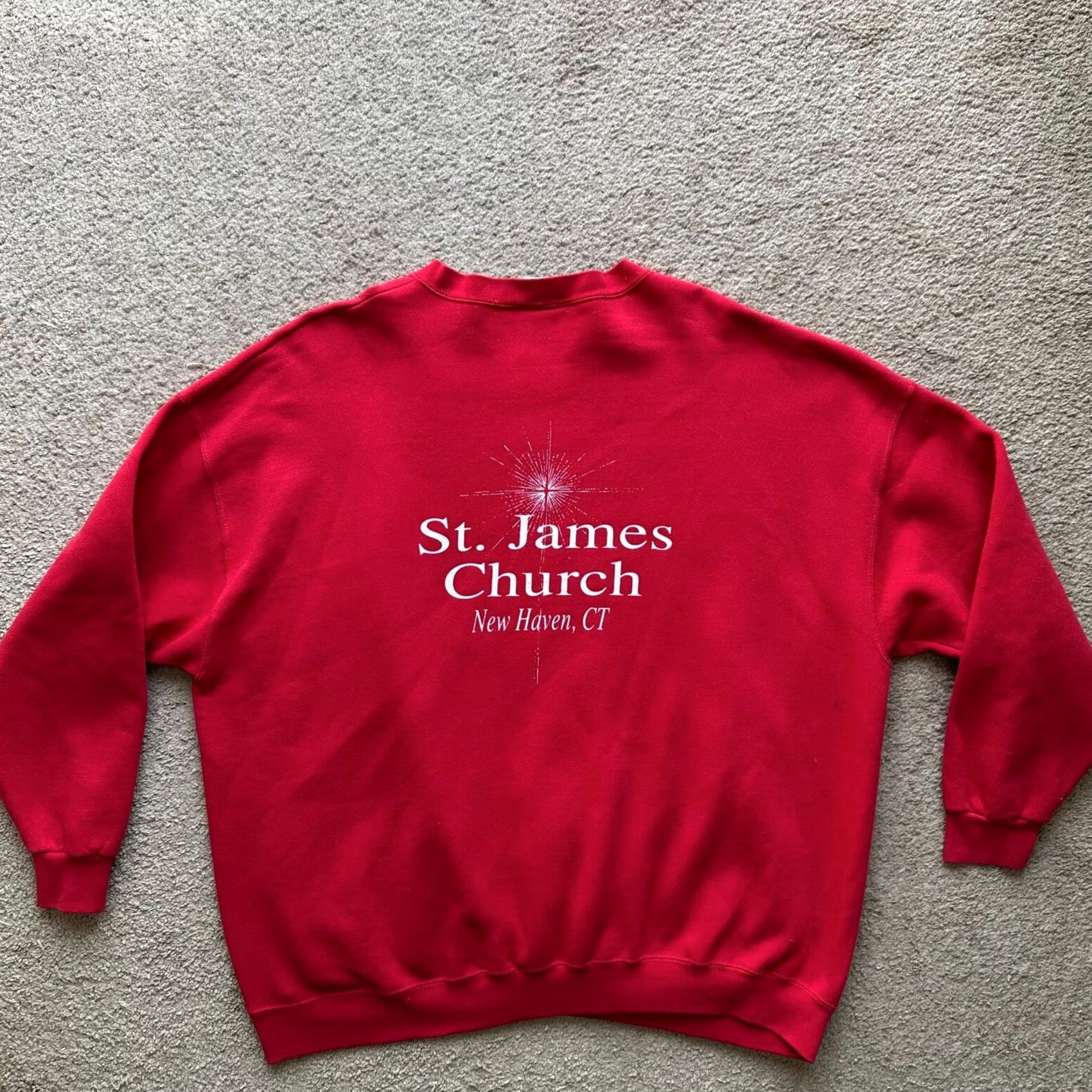 Lee VINTAGE Lee Jesus Sweater Mens 4XL Pullover Crewneck Red Long Sleeve 1997 Size US XXL / EU 58 / 5 - 3 Thumbnail