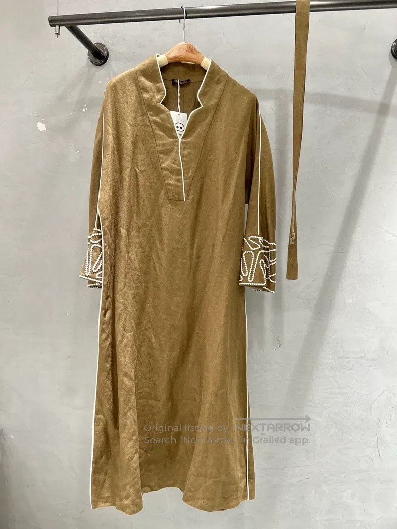 Loro Piana LORO PIANA Khaki Color Self-Belted Long Dress Size XS / US 0-2 / IT 36-38 - 1 Thumbnail