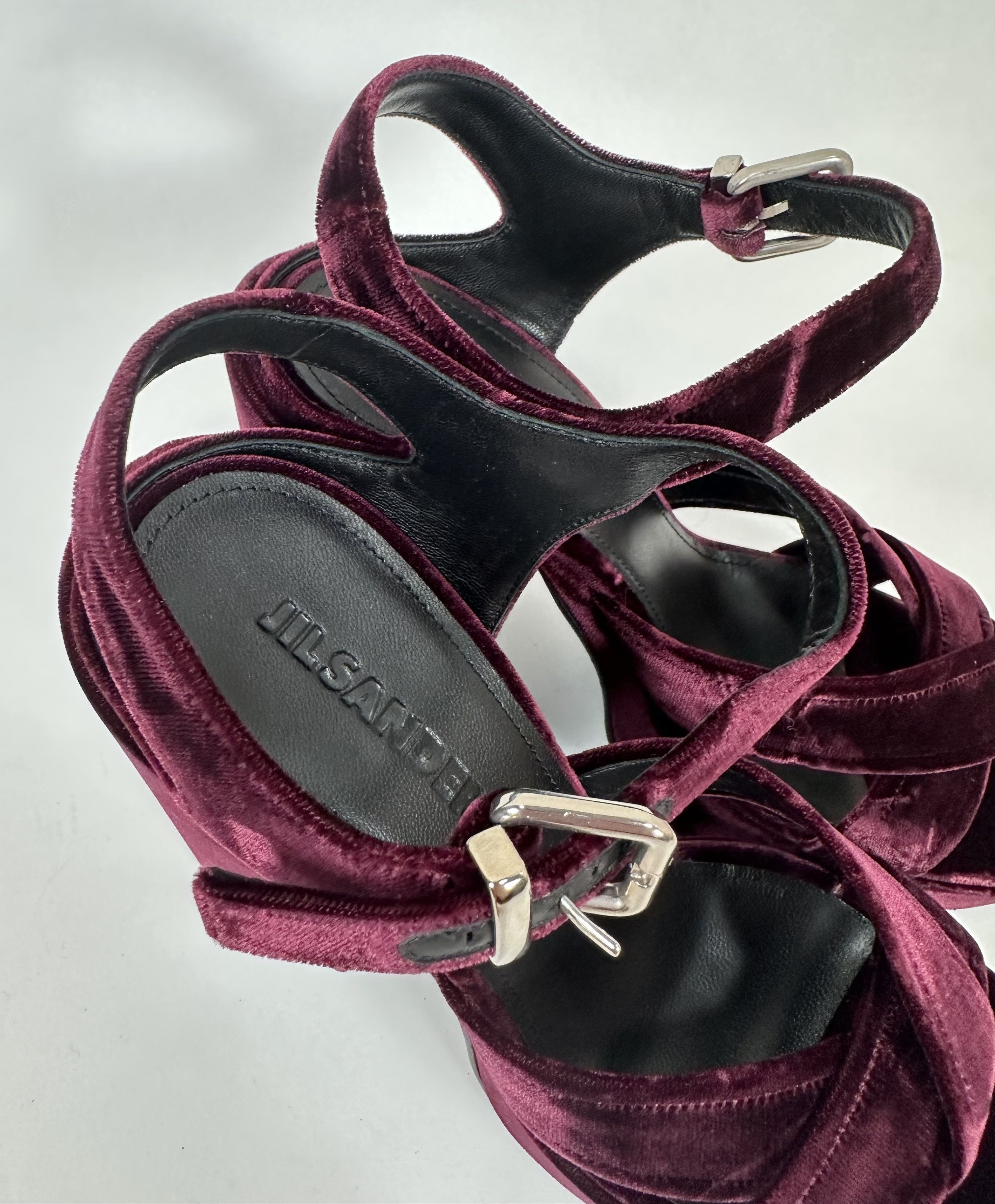 Velvet Burgundy Sandals