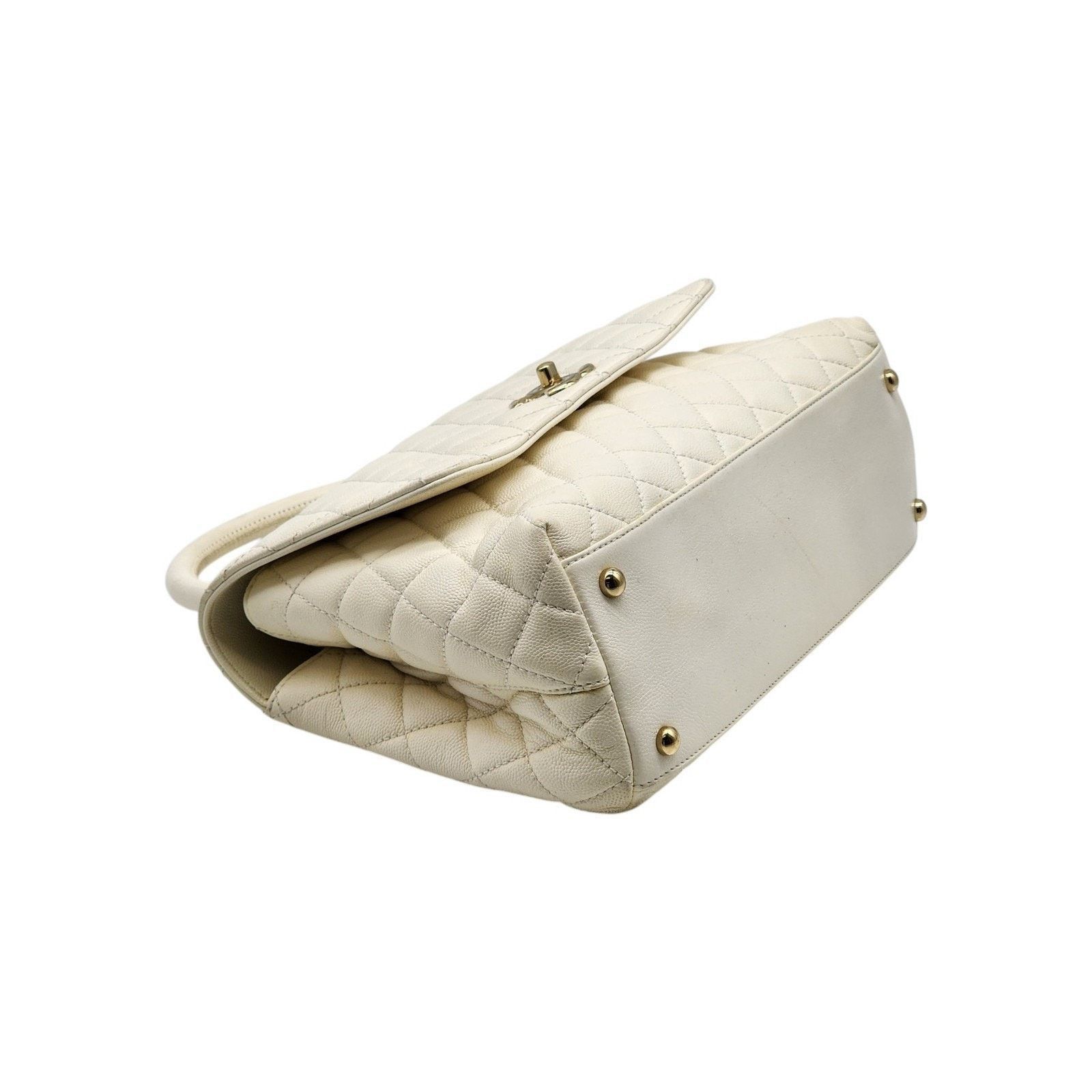 Chanel Coco Top Handle Leather Flap Shoulder Bag White - Preowned Size ONE SIZE - 4 Thumbnail