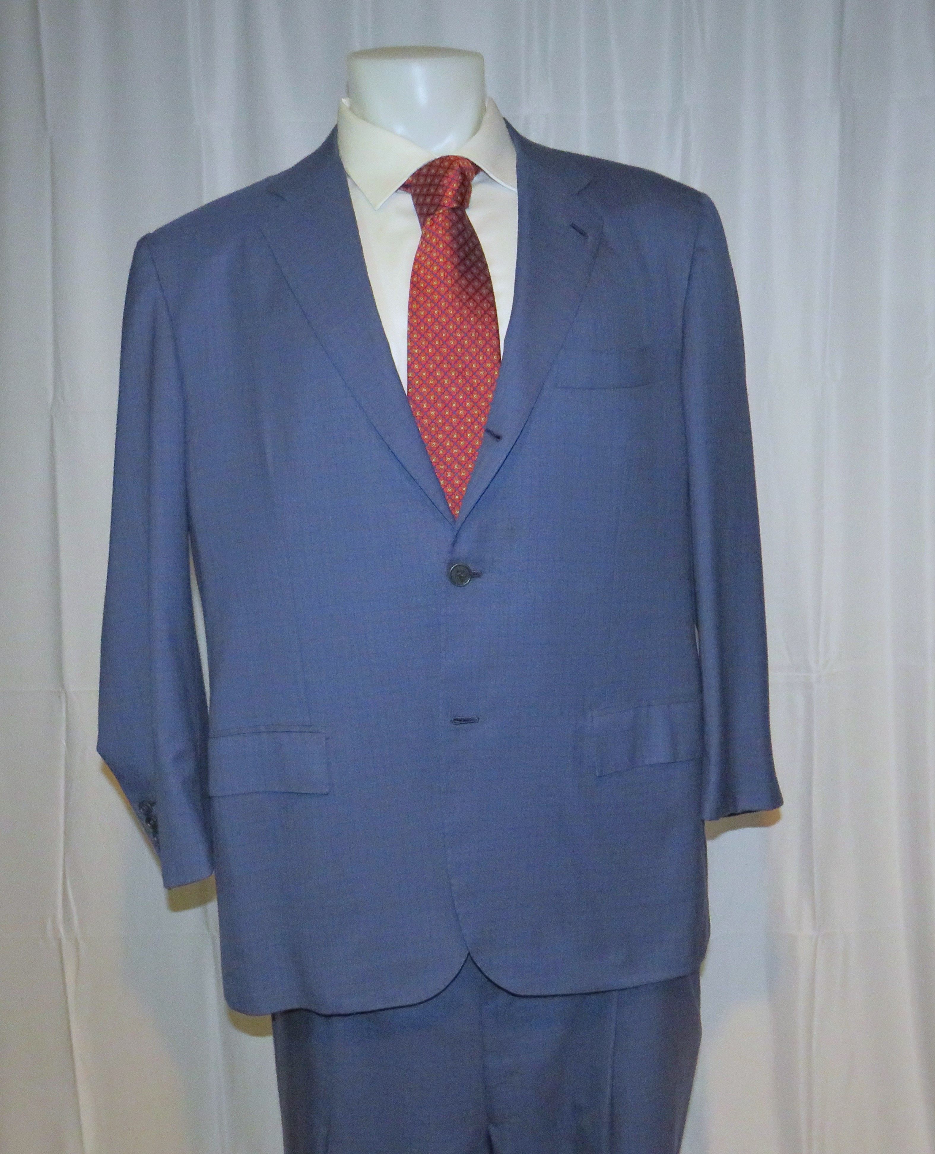 Kiton 14 Micron Mod Ego Blue Plaid Three Roll Two Suit 48R Size 48R - 9 Thumbnail