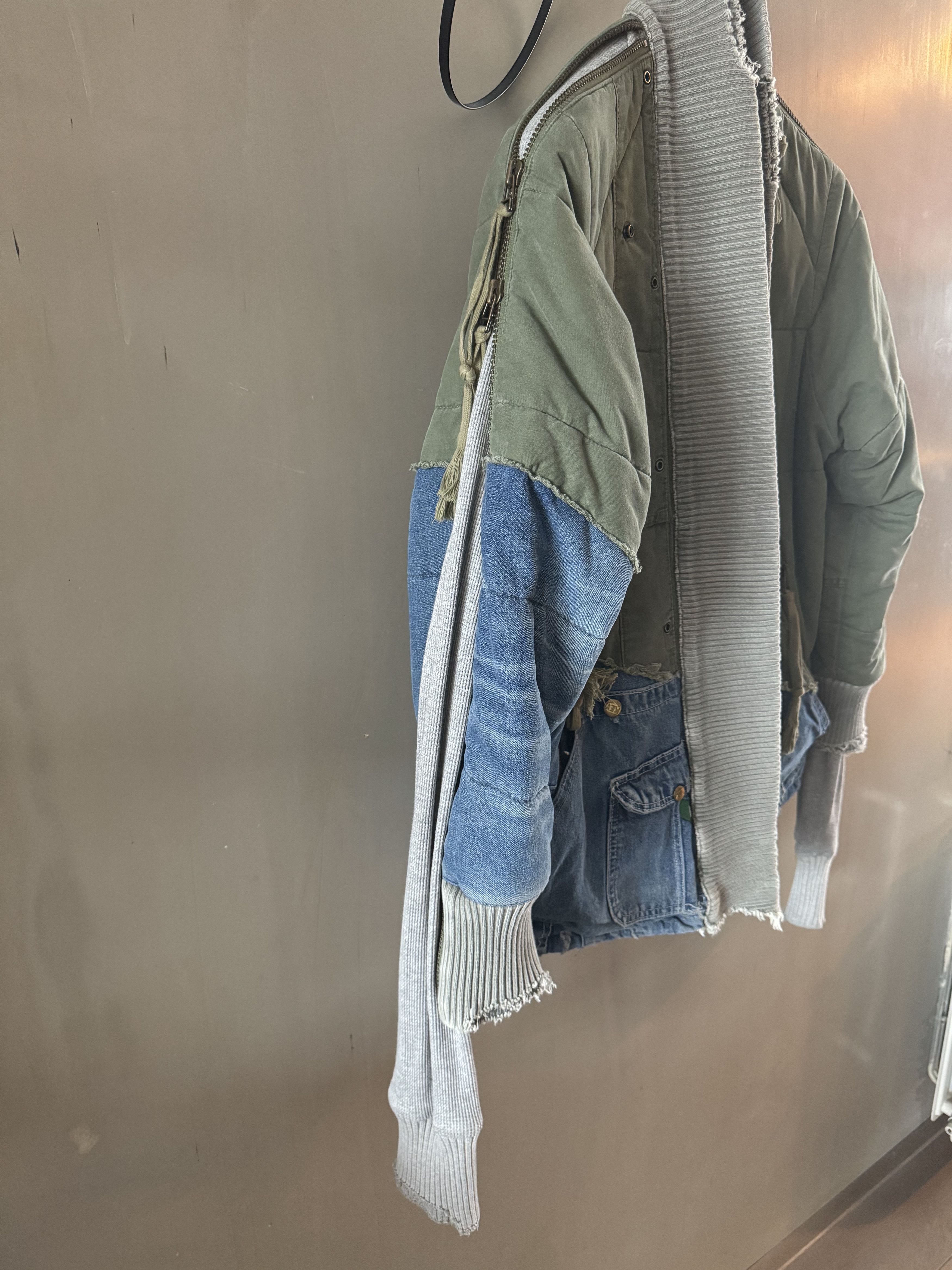 Greg Lauren ICONIC 50/50 ARMY DENIM PUFFER KIMONO Size US L / EU 52-54 / 3 - 6 Thumbnail