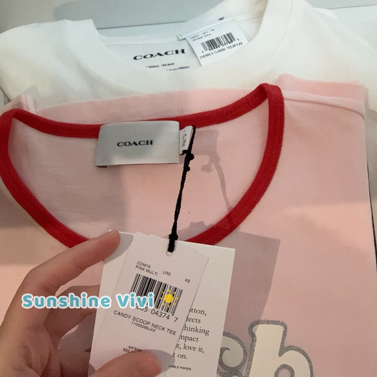 Strawberry NWT Coach Woman Candy Shop Scoop Neck T-Shirt Pink CDM76 XS Size XS / US 0-2 / IT 36-38 - 3 Thumbnail