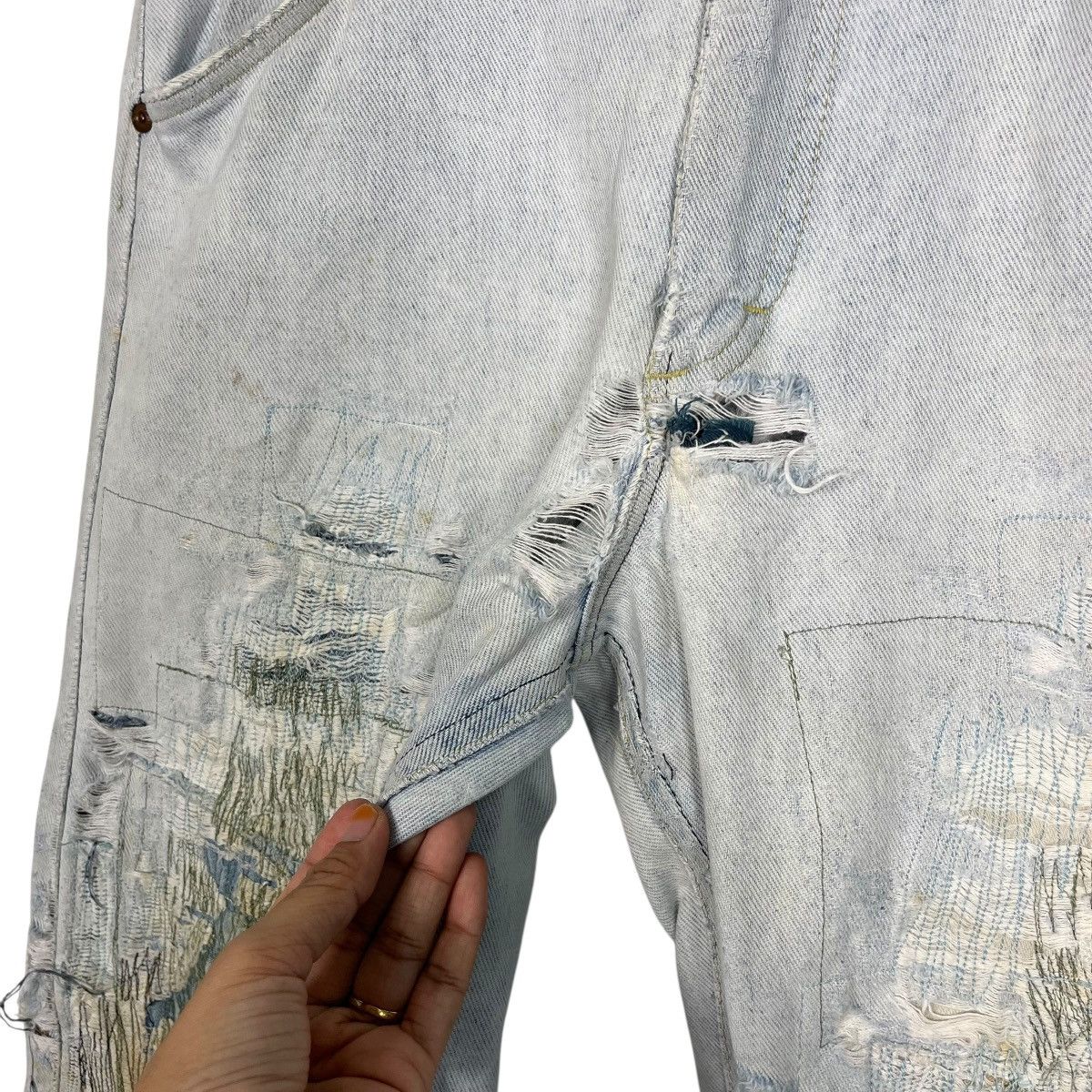 Lee Vintage Lee Sashiko Distressed Workwear Denim Jeans Size US 31 - 7 Thumbnail