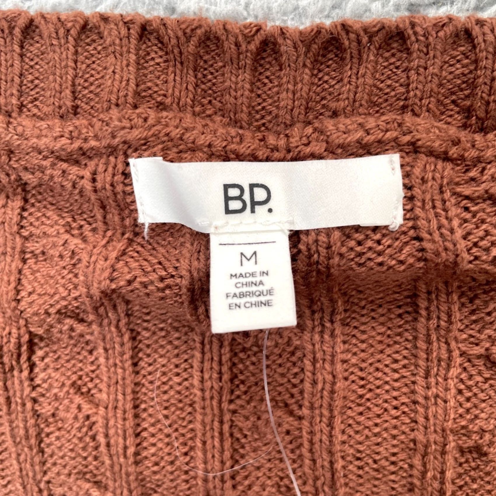 Nordstrom Nordstrom BP Sweater Womens M Brown Cable Knit V Neck Pullover Casual Fall Winter Knit Shirt Size M / US 6-8 / IT 42-44 - 4 Thumbnail