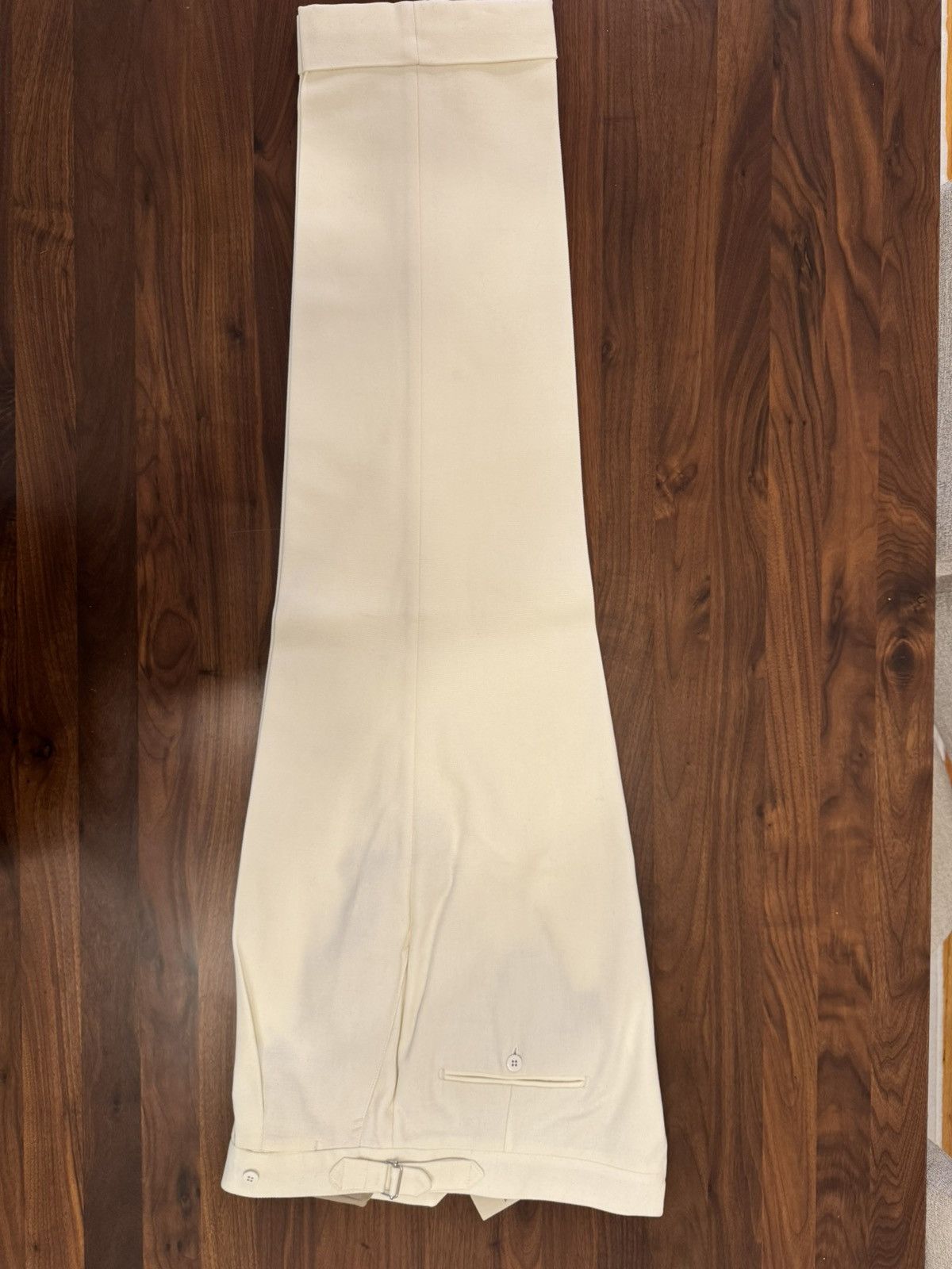 Stoffa Unworn Stoffa Ivory Cotton Basketweave Single Pleat trousers Size US 38 / EU 54 - 4 Thumbnail