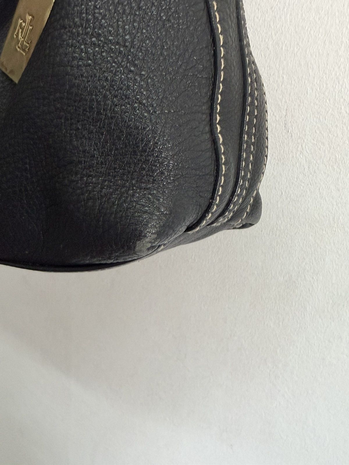 Lauren Ralph Lauren Lauren Ralph Lauren RLL Black Pebbled Leather Hobo Size ONE SIZE - 3 Thumbnail
