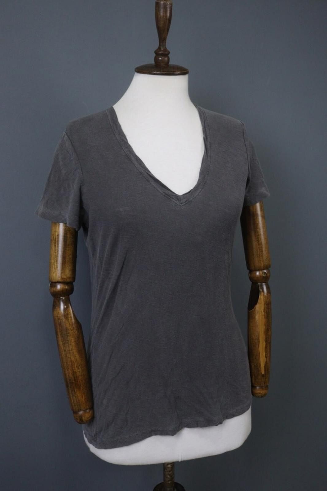James Perse James Perse Gray Cotton V-Neck Pullover Blouse Top Size 4 Size S / US 4 / IT 40 - 8 Thumbnail