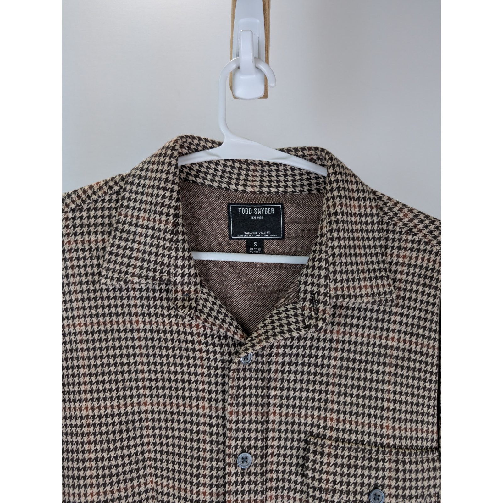 Todd Snyder o1rshd1 CC20 Houndstooth Double Knit Polo Shirt Saddle Brown Size US S / EU 44-46 / 1 - 7 Thumbnail