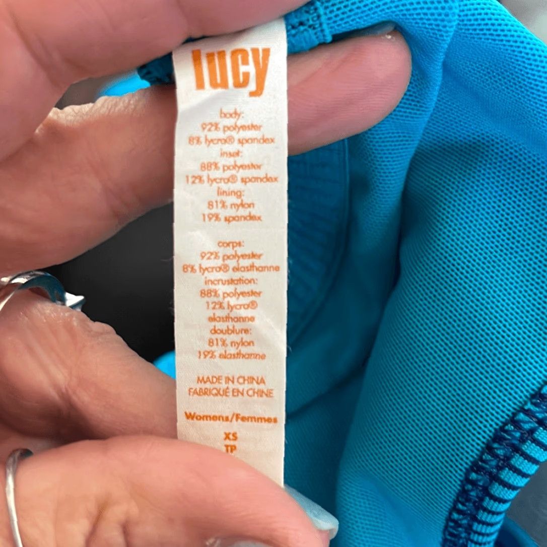 Vintage Lucy Women Tank XS Blue Striped Activewear Teal Built in Bra Size XS / US 0-2 / IT 36-38 - 5 Thumbnail