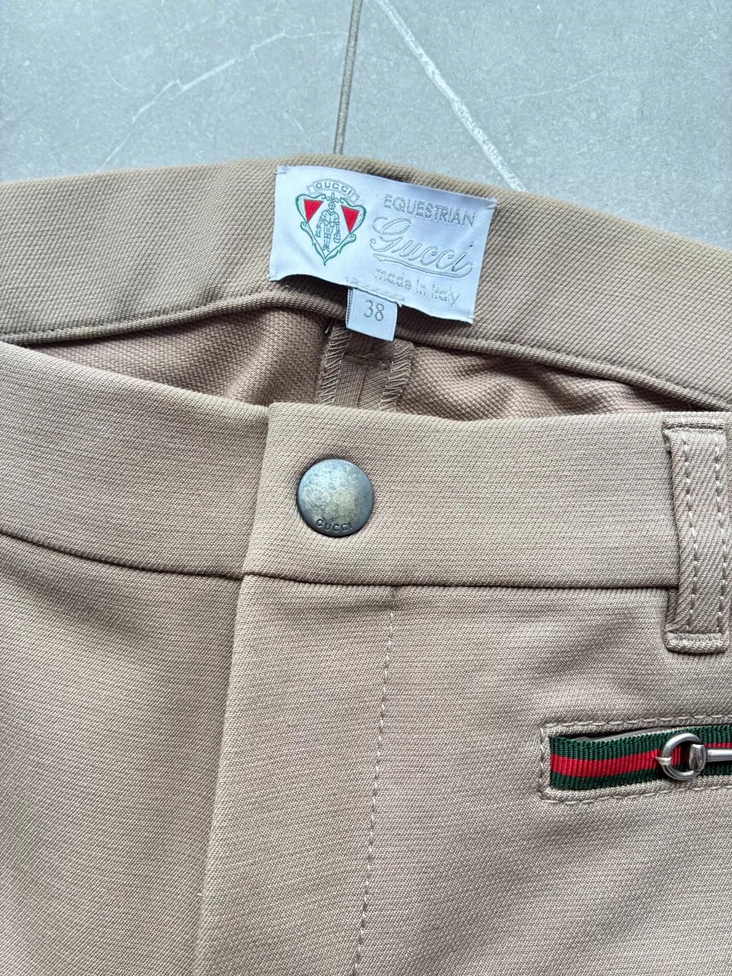 Gucci Gucci Khaki Riding Trousers 38 Red/Green Webbing Size 26" / US 2 / IT 38 - 3 Thumbnail