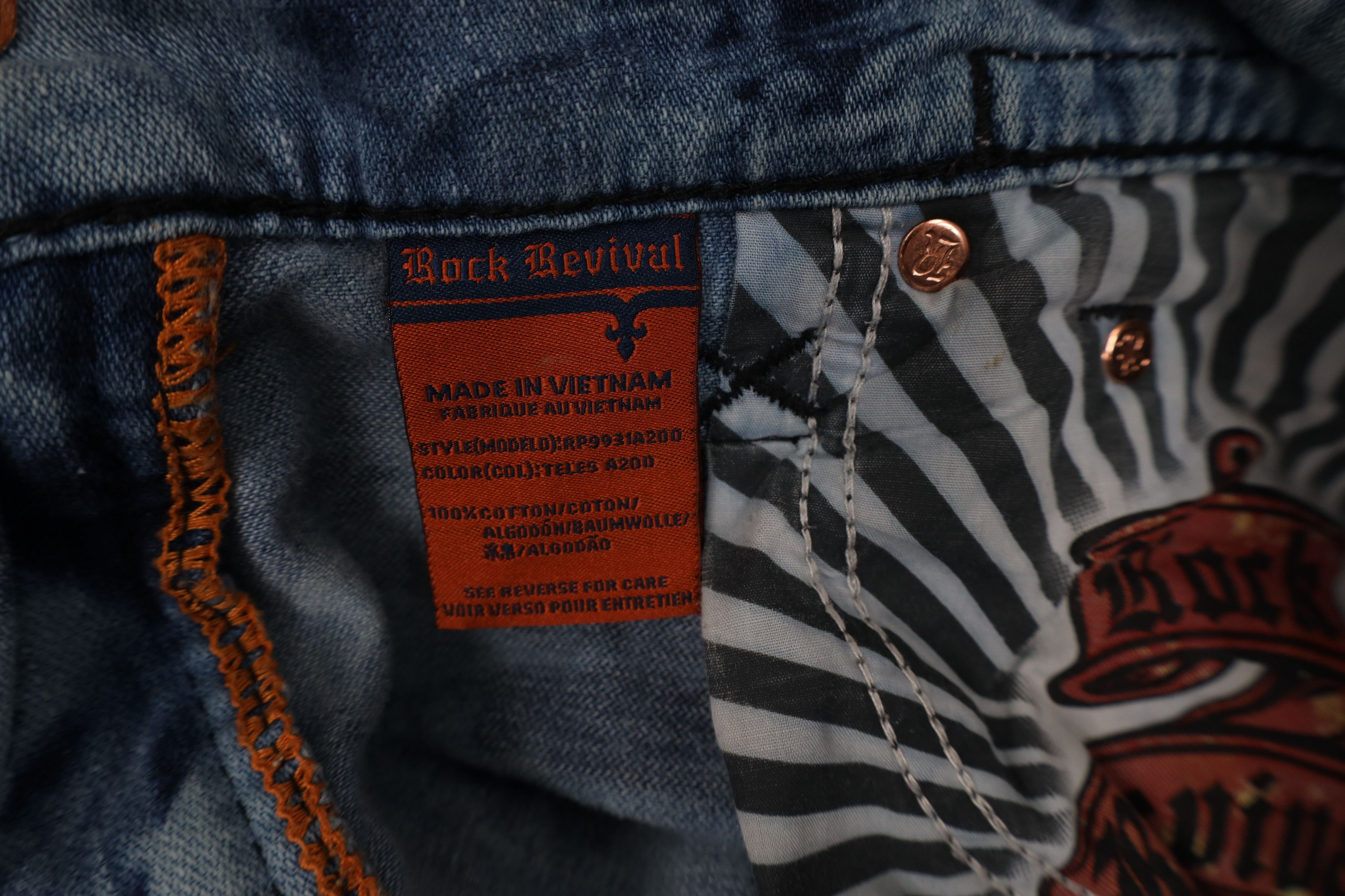 Rock Revival Rock Revival Acid Wash Teles Alt Straight Leg Jeans Studded Size US 34 / EU 50 - 10 Thumbnail