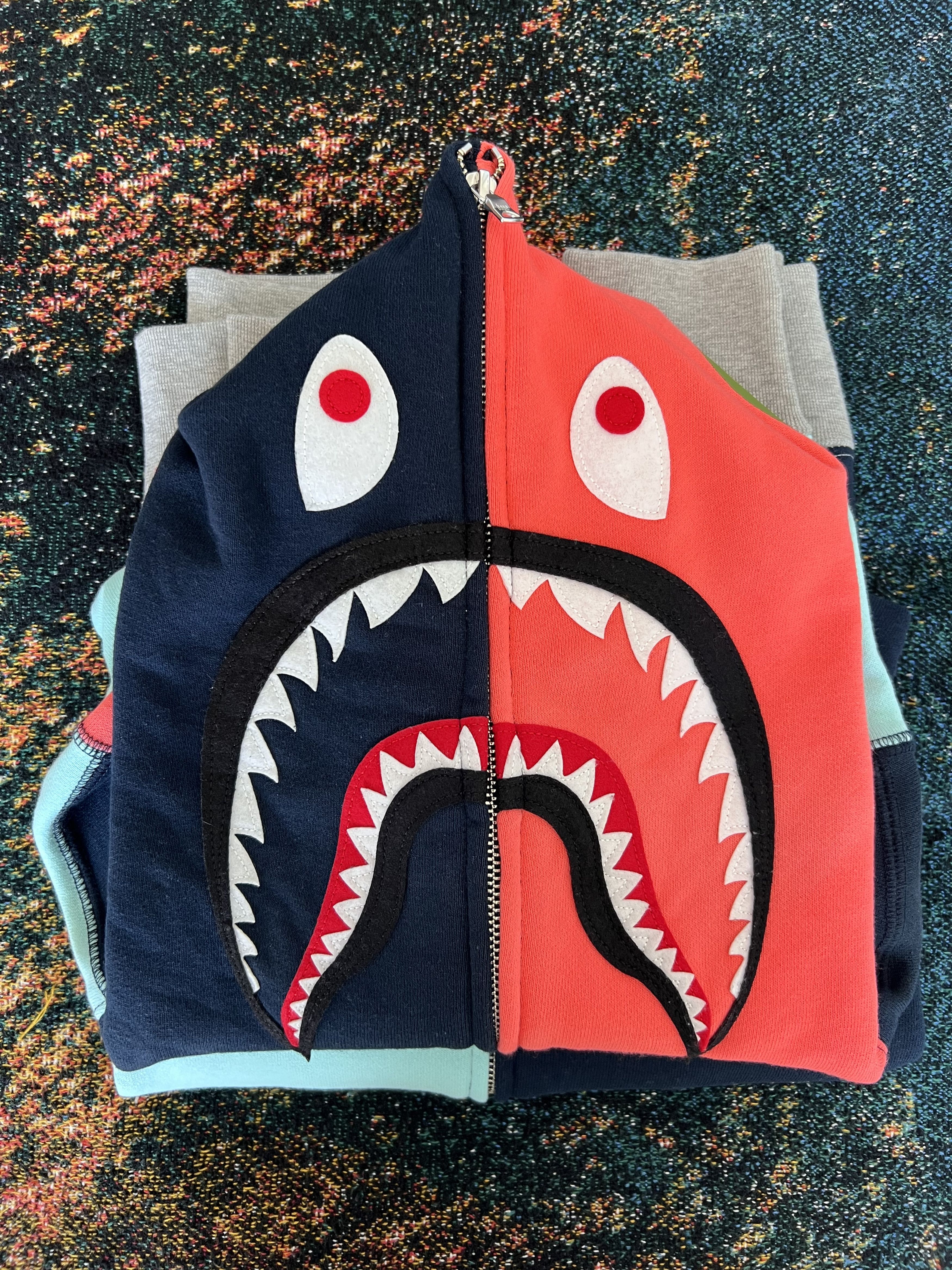 Bape Multi Color Full Zip Shark Hoodie