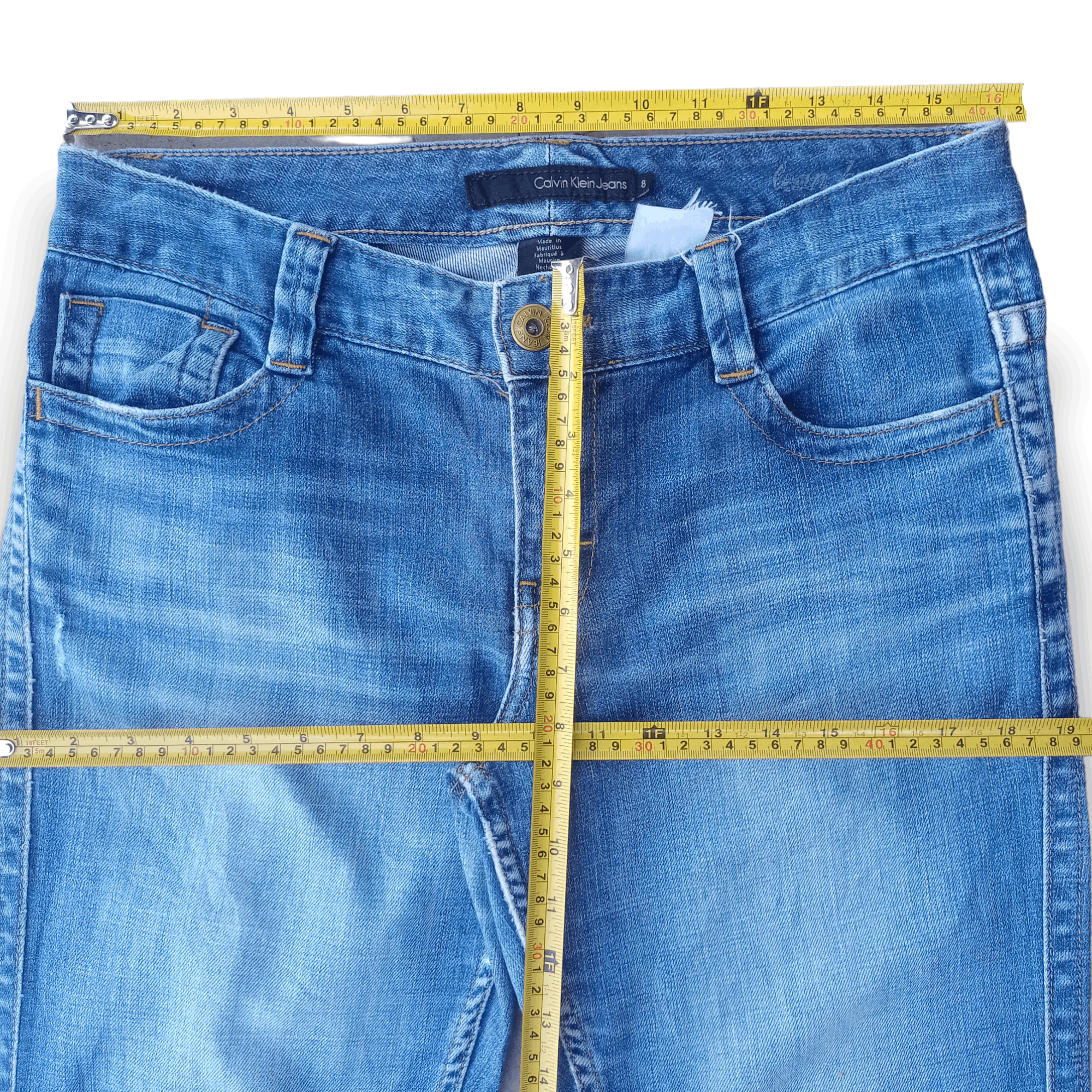Calvin Klein Vintage Calvin Klein Blue Wah Distressed Flare Jeans 32x30 Size US 32 / EU 48 - 6 Thumbnail