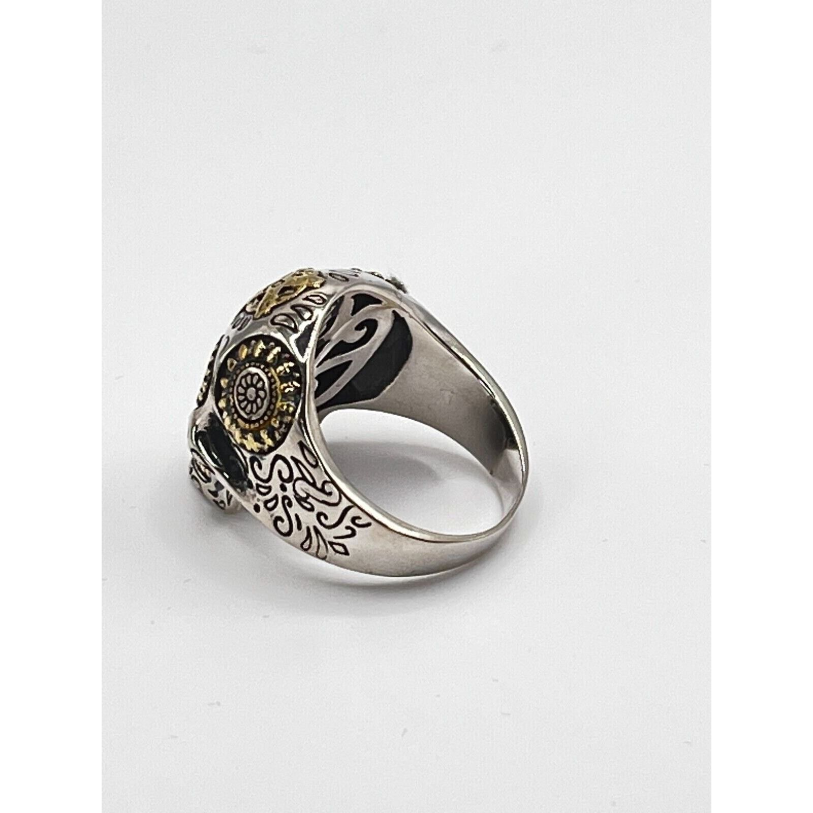 The Unbranded Brand SUGAR SKULL 925 STERLING /SKULL DEAD/BIKER/RING sz 10.5 Size ONE SIZE - 2 Thumbnail
