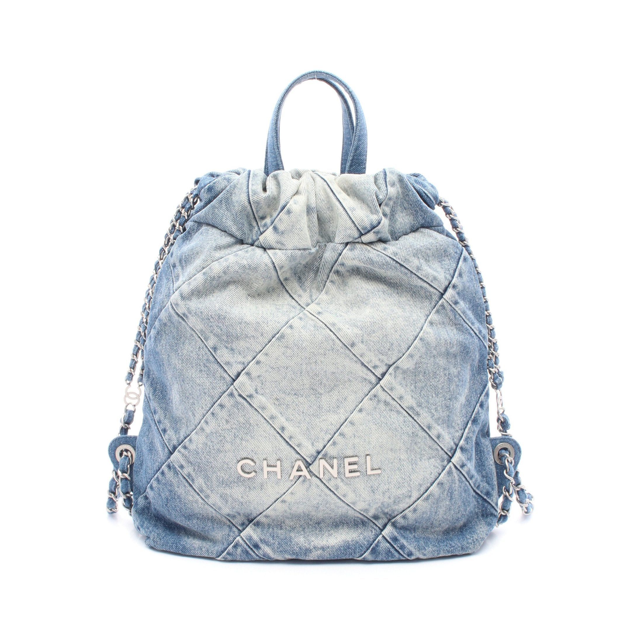 Chanel Chanel Chanel 22 Backpack Knapsack Denim Blue Silver Hardware Size ONE SIZE - 1 Thumbnail