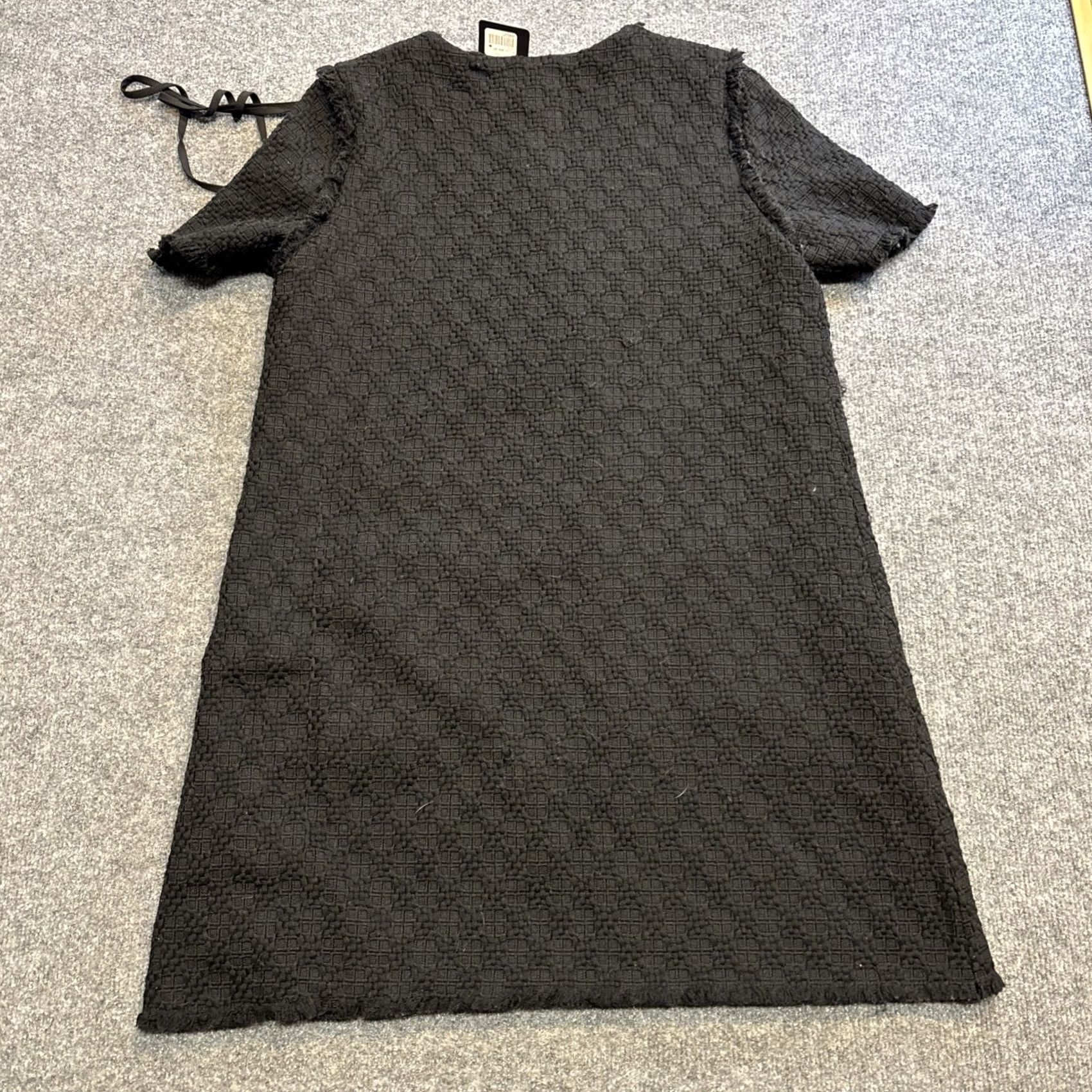 MISA Los Angeles JOA Los Angeles Lace Up Black Short Sleeve Knee Length Tweed Woven Dress L NWT Women Shift Gothic Vintage: No Size 36" / US 14 / IT 50 - 6 Thumbnail