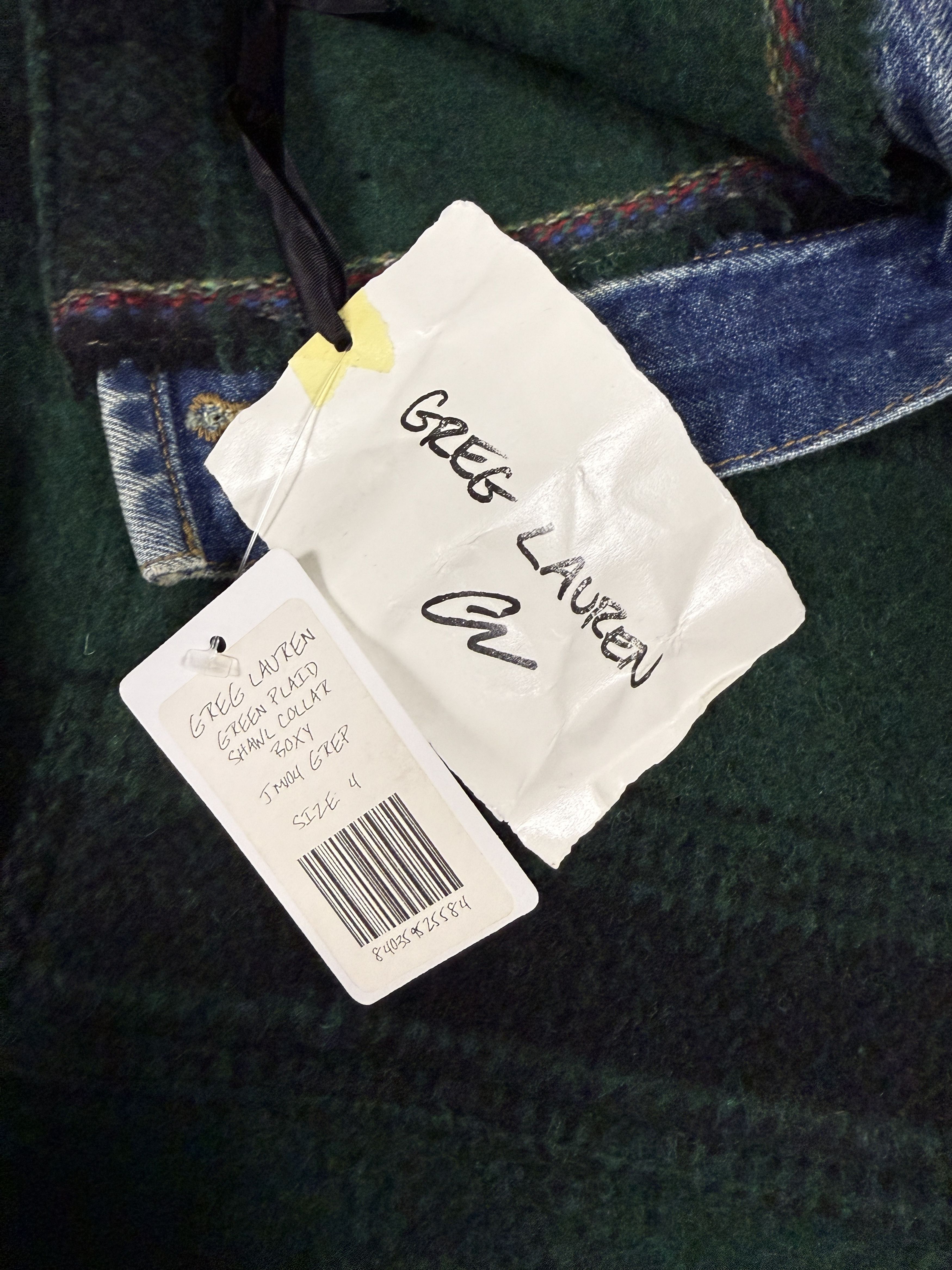 Greg Lauren $1200 Greg Lauren Green Plaid Shawl Collar Boxy Jacket Size US XL / EU 56 / 4 - 9 Thumbnail