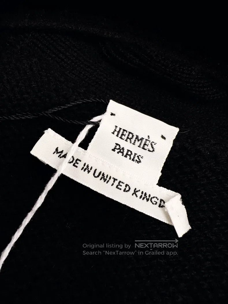 Hermes Hermes Black and white long cashmere open-front coat Size XXS / US 00 / IT 34 - 6 Thumbnail