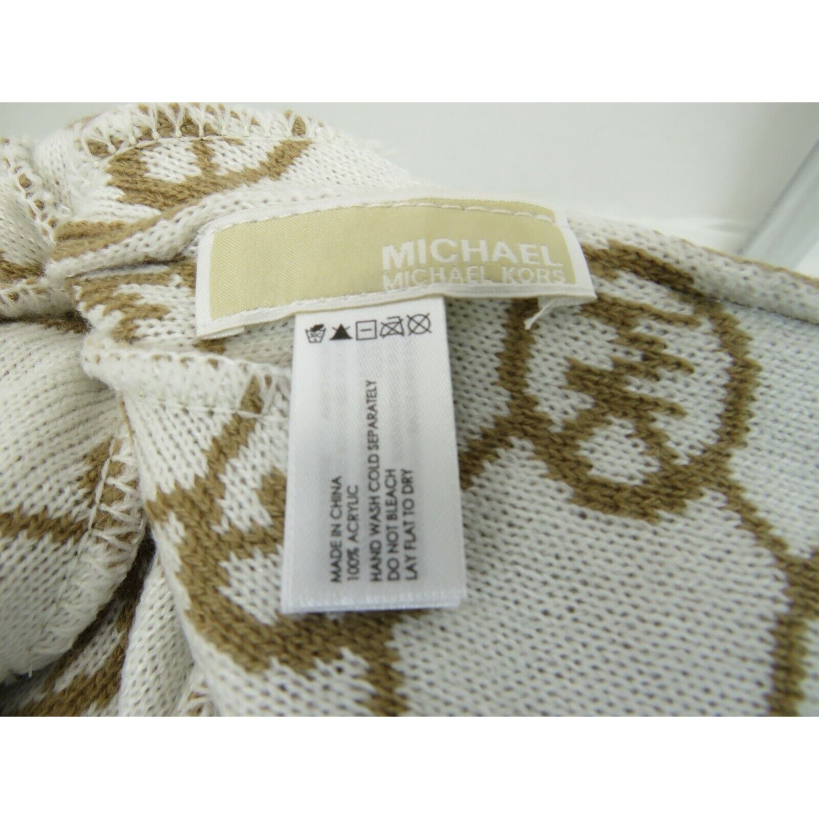 Michael Kors DARK CAMEL JET SET MK LOGO PRINT CALF BEANIE HAT SIZE 0/S Size ONE SIZE - 5 Thumbnail