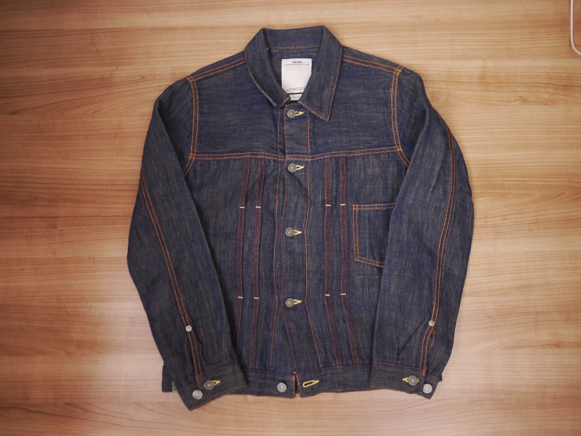 Blue Denim Jacket with Contrast Stitching - Size S