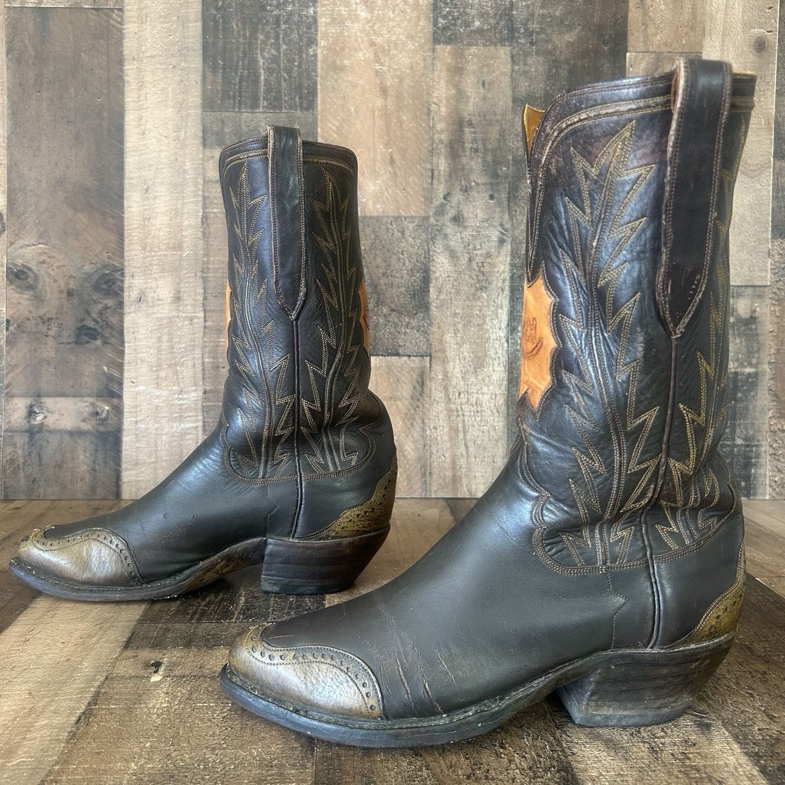 Other Custom Vintage Unbranded Wingtip Cowboy Boots Mens 11 D Size US 11 / EU 44 - 11 Thumbnail