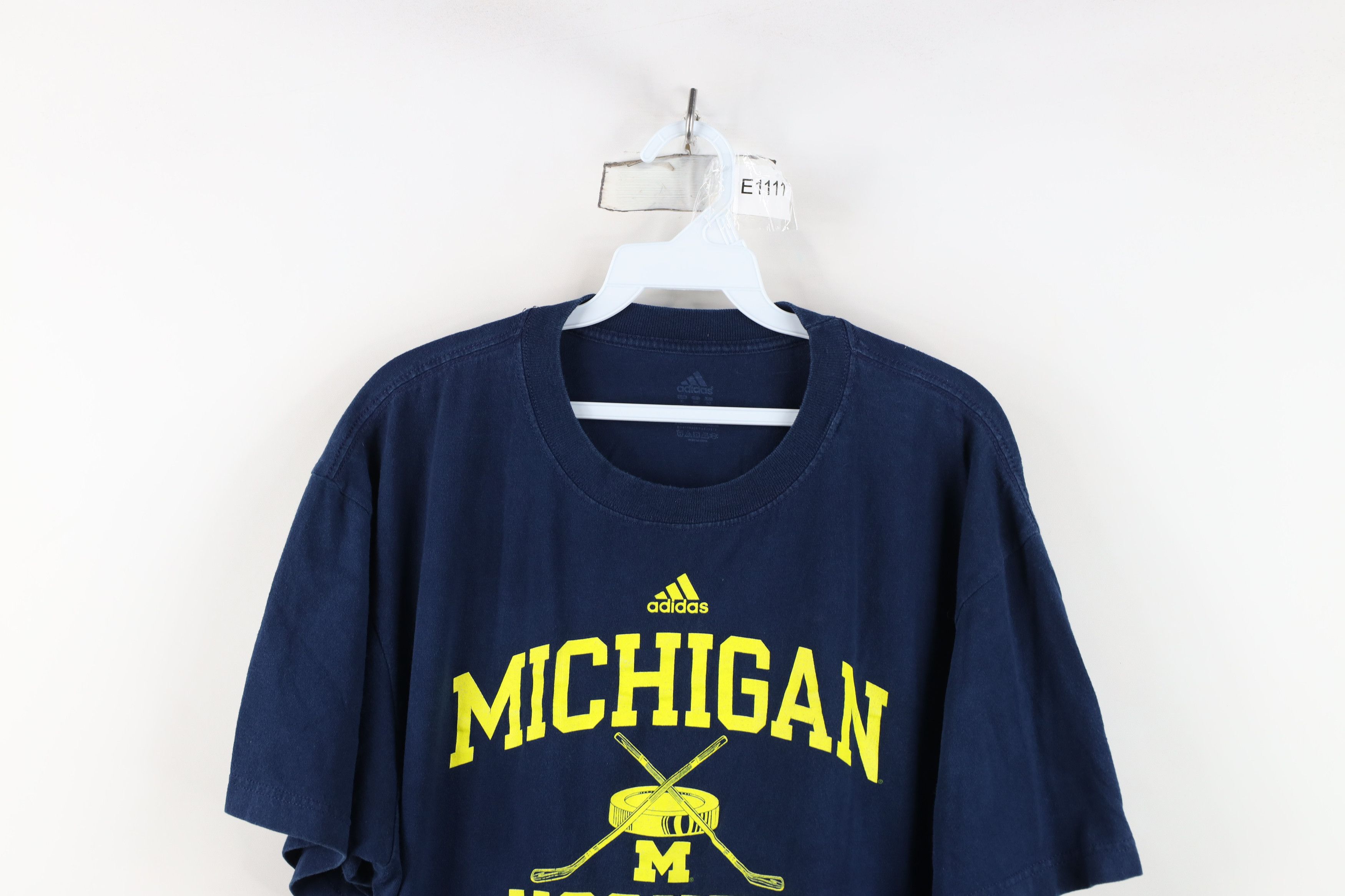 Adidas Vintage Y2K Adidas University of Michigan Hockey T-Shirt Size US XL / EU 56 / 4 - 2 Thumbnail