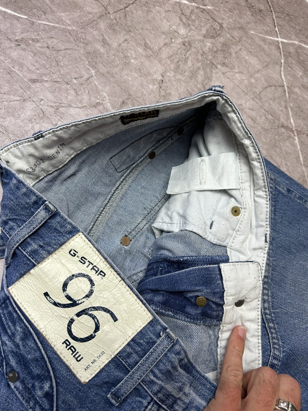 G-Star × Japanese Brand × Vintage Vintage G Star Raw Jeans 96 Embroidered Logo Japanese Y2K Size US 33 - 5 Thumbnail