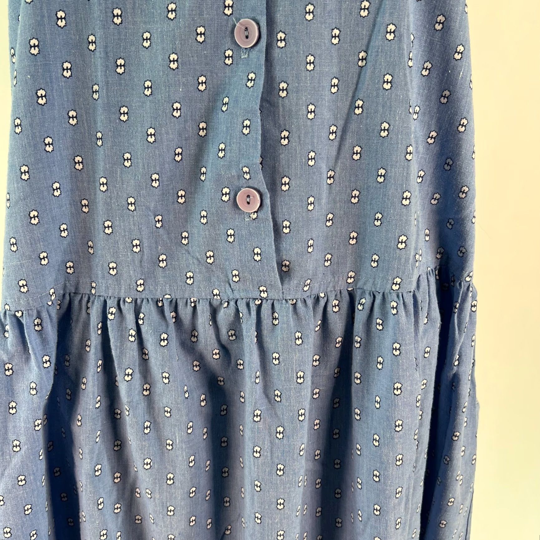 Vintage VINTAGE Unbranded Womens A-Line Midi Dress Size M Blue Casual V-Neck Button Sleeveless with Pockets Size M / US 6-8 / IT 42-44 - 5 Thumbnail