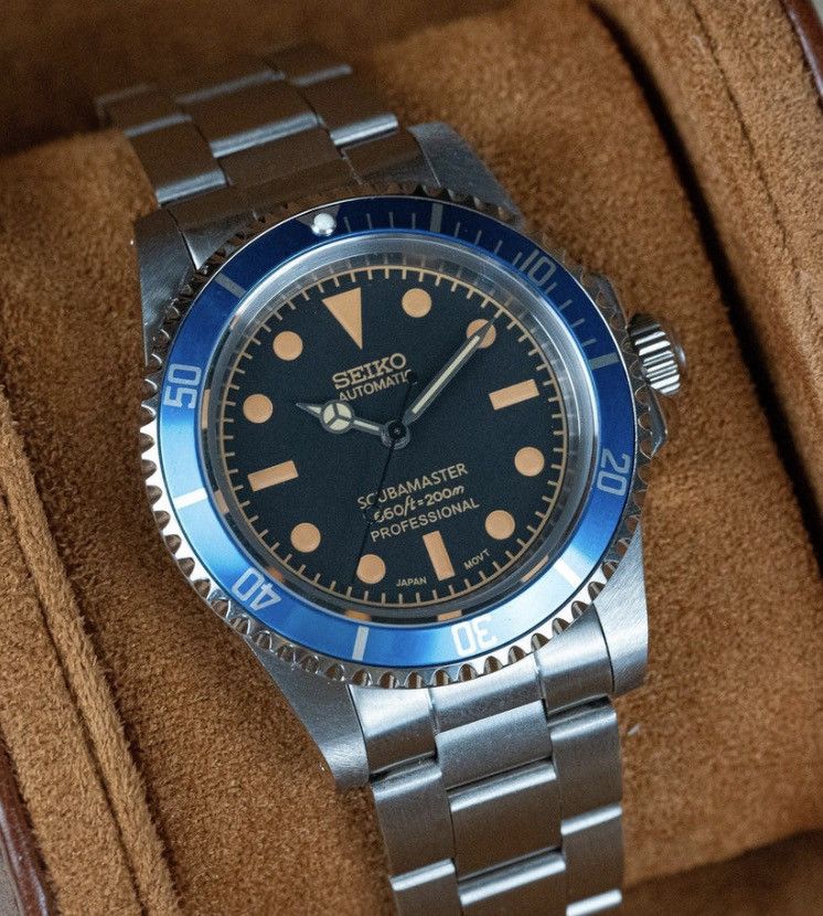 Japanese Brand Seiko Mod Submariner No Date Black Blue Bezel Oyster Watch Size ONE SIZE - 3 Thumbnail