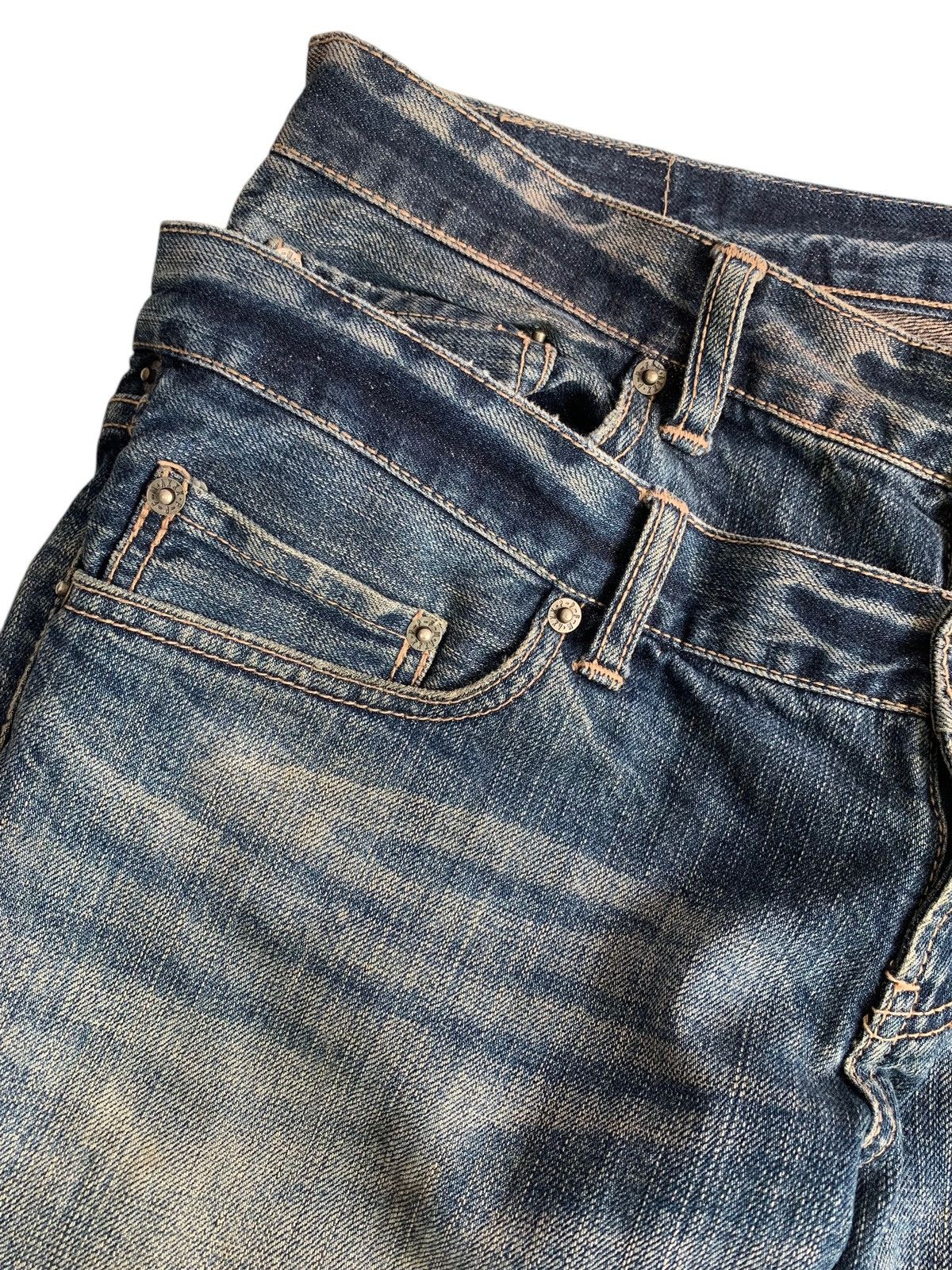Japanese Brand PPFM Double Waist Distressed Washed Denim Size US 34 / EU 50 - 5 Thumbnail