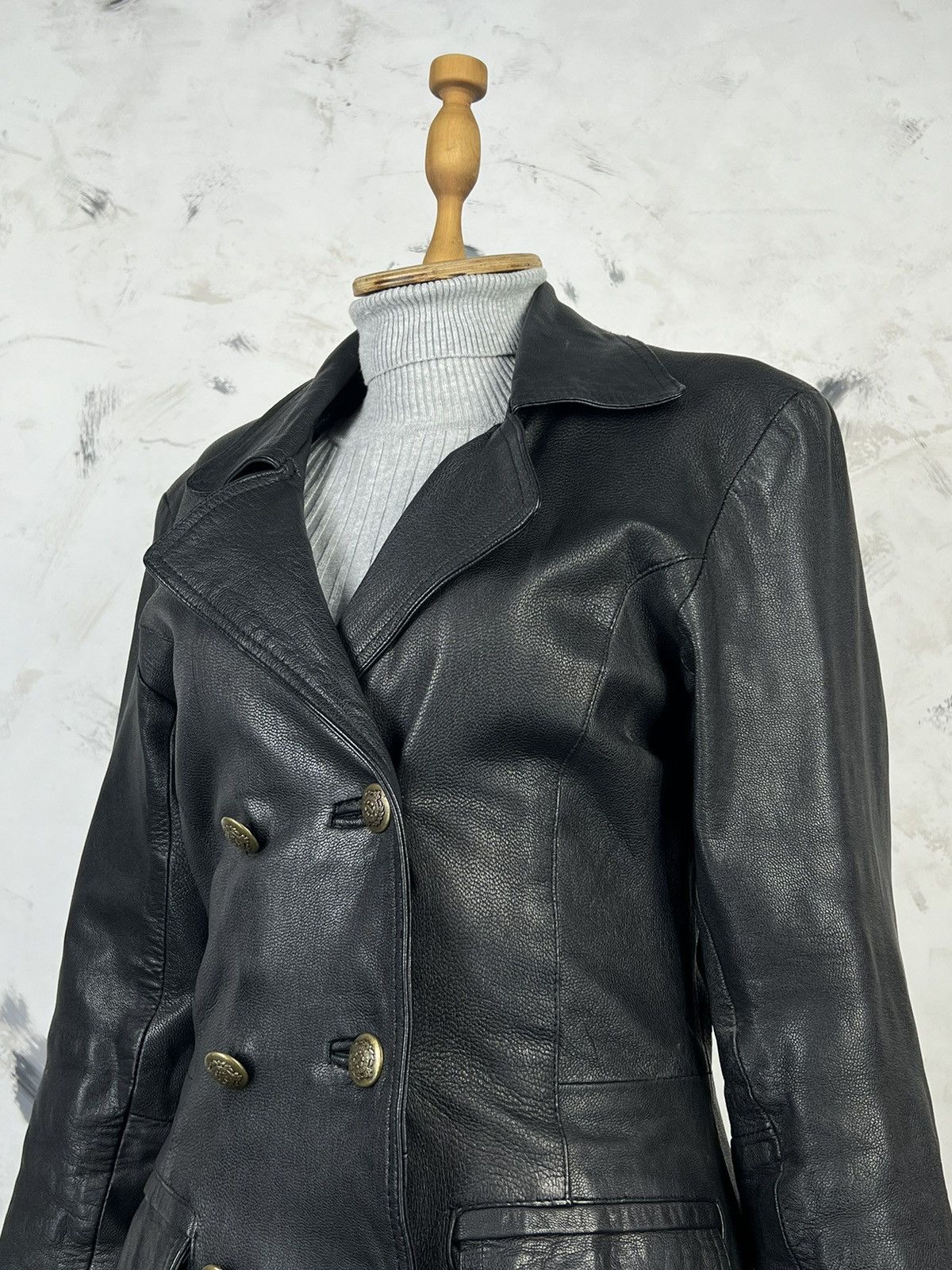 Vintage Spirit of America Leather Double Breasted Jacket S - M Size M / US 6-8 / IT 42-44 - 4 Thumbnail