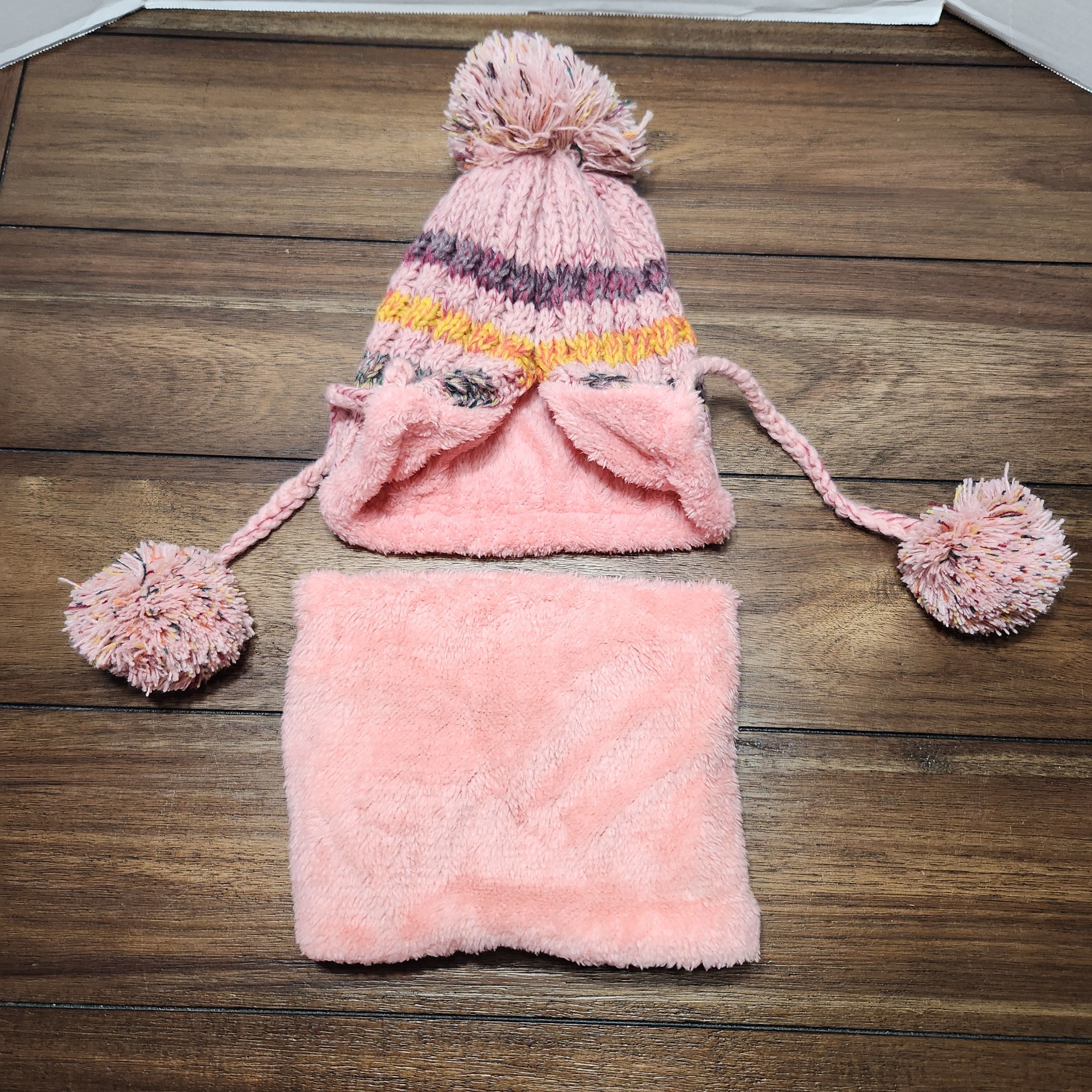 Other Beanie W Pom-Pom Tie String Plus Reversible Neck Warmer Size ONE SIZE - 2 Thumbnail