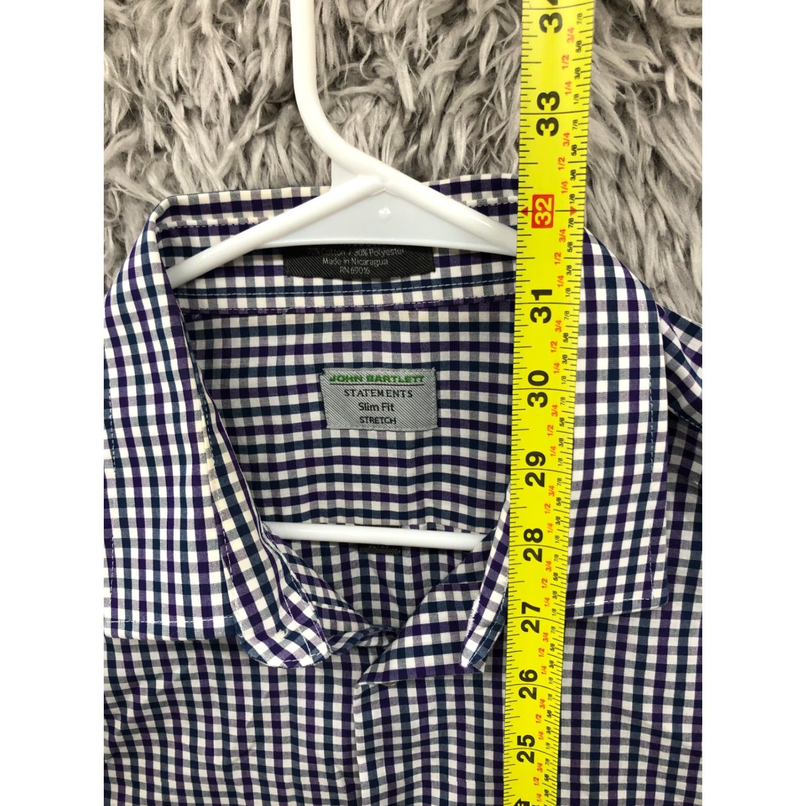 Vintage John Bartlett Shirt 16.5 32/33 Mens Blue Long Sleeve Spread Collar Plaid Shirt Size US XL / EU 56 / 4 - 5 Thumbnail