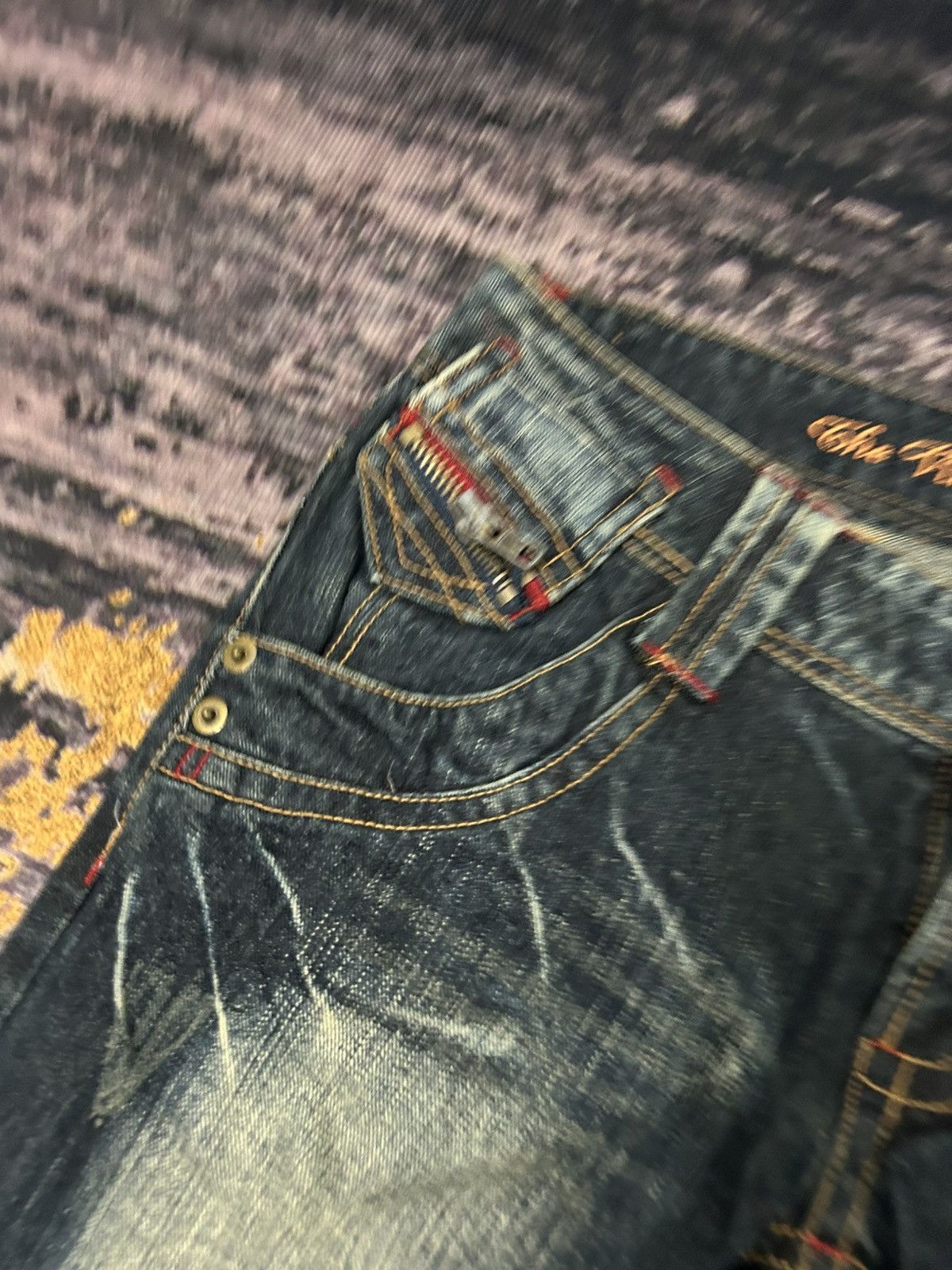 Japanese Brand Vintage Sky Bomber Mudwash Flare Jeans Size US 30 / EU 46 - 8 Thumbnail