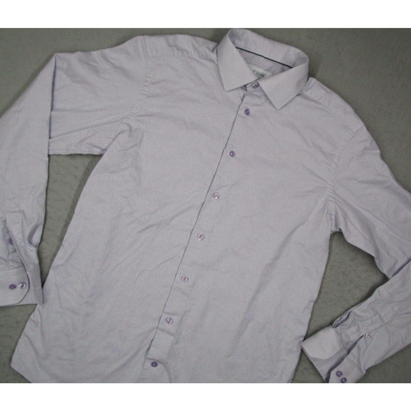 Eton Eton Dress Shirt Mens 16.5 42 Purple Geometric Button Up Contemporary Designer Workwear Size 42R - 2 Thumbnail