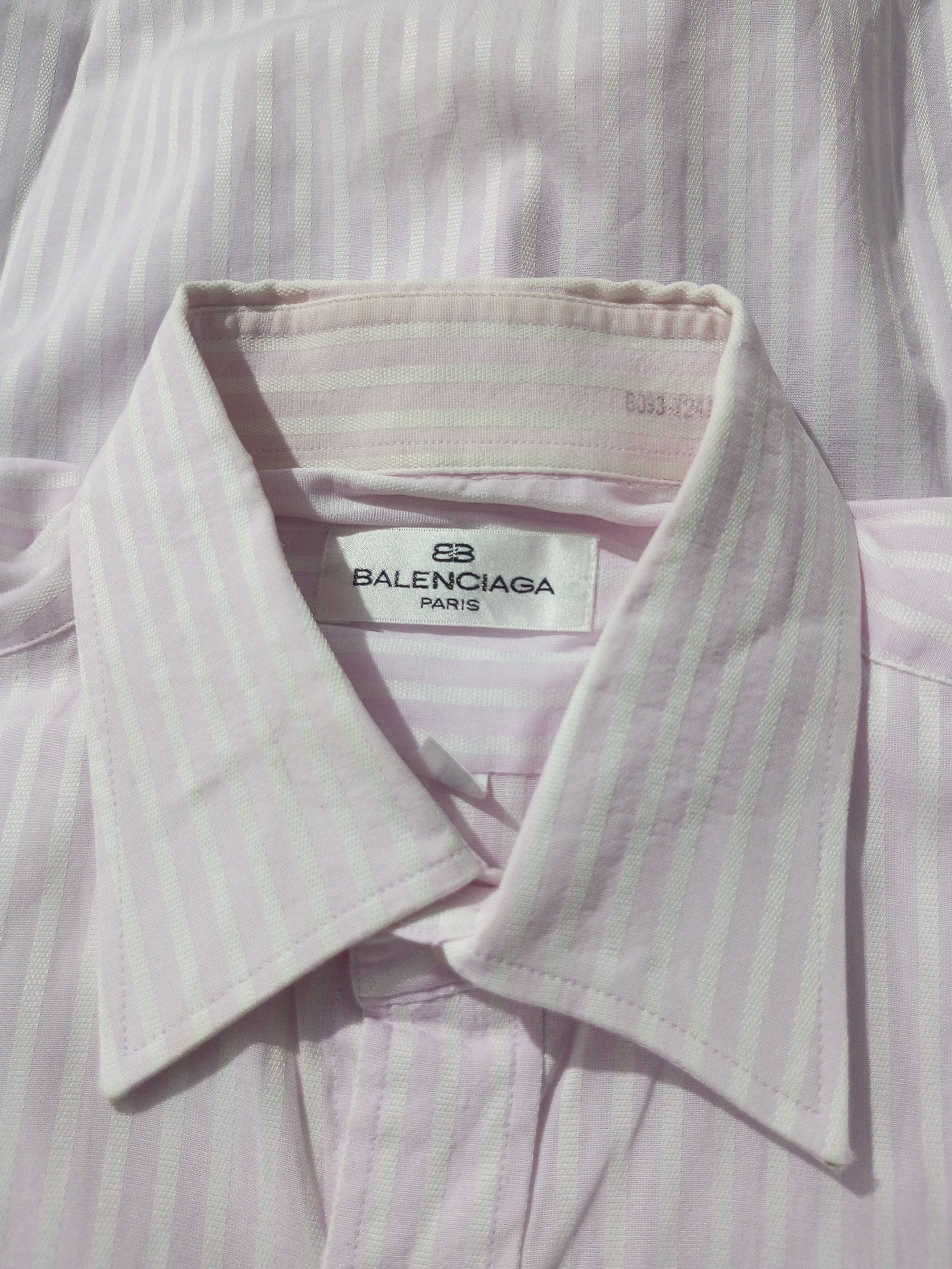 Balenciaga × Vintage Vintage Balenciaga BB pocket stripe baby pink button up Size US M / EU 48-50 / 2 - 9 Thumbnail