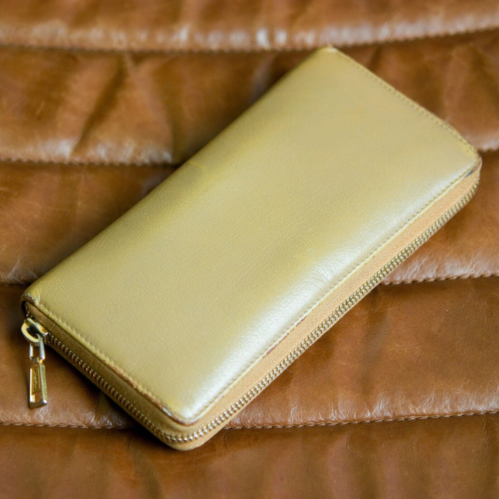 Yves Saint Laurent YSL Yves Saint Laurent Womens Monogram Wallet Long Beige Size ONE SIZE - 14 Thumbnail