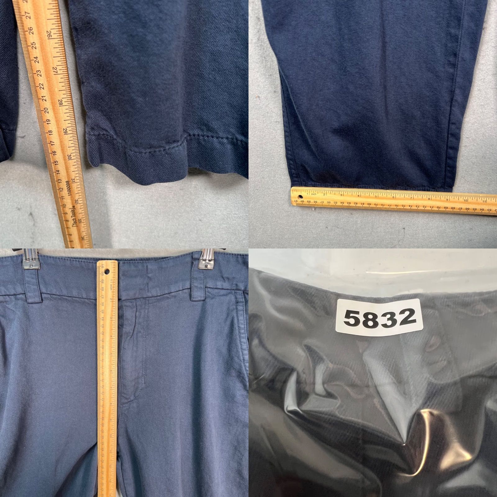 Vince Vince Womens Pants Navy Blue Flat Front Straight Leg Crop Pockets Inseam 31 High Rise Size 10 Cotton Linen Lyocell Blend Size 32" / US 10 / IT 46 - 8 Thumbnail